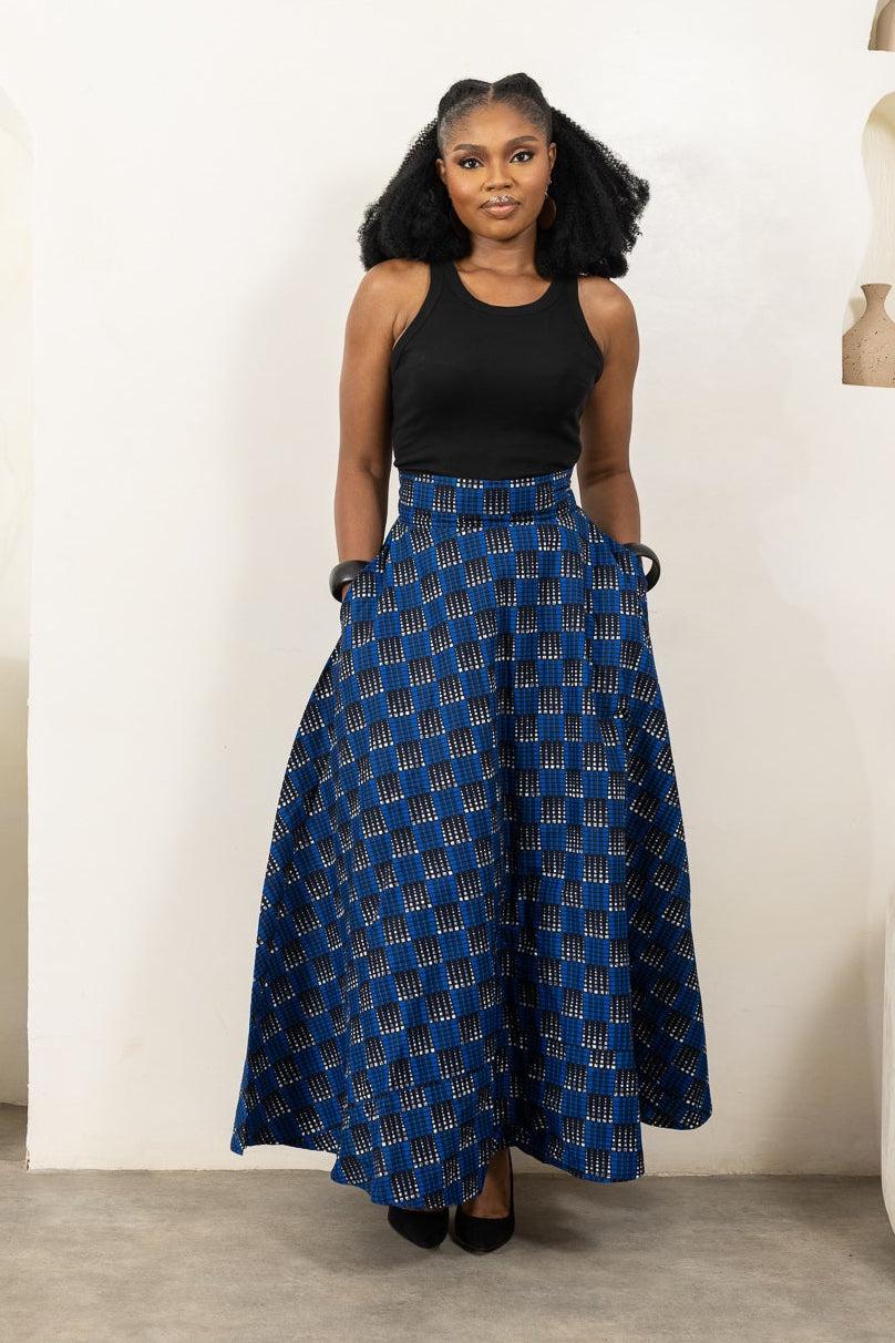 UZO Ankara Flared Maxi Skirt — African print skirt by Naborhi