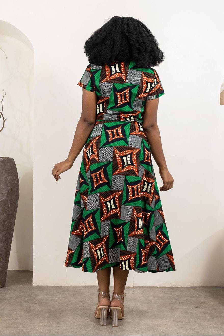 ALHERI Ankara Aline Midi Dress — Naborhi African print collection