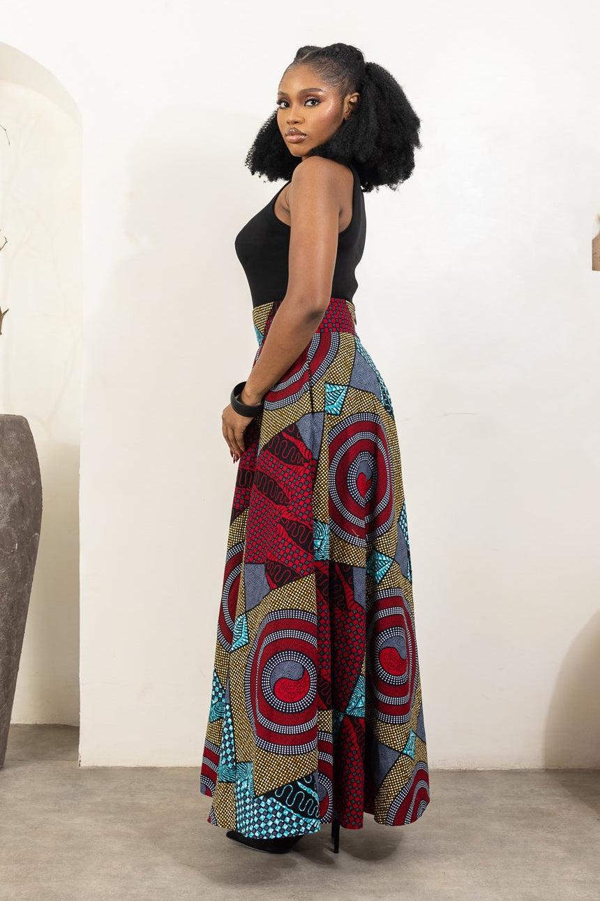 AIYANNA Ankara Flared Maxi Skirt — women's African print clothing by Naborhi