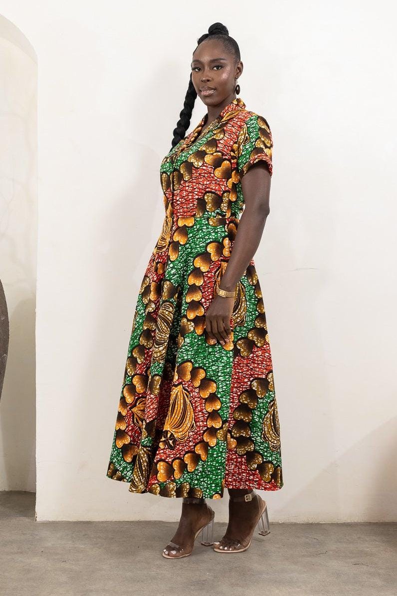 ANELE Ankara Midi Shirt Dress — African print dress by Naborhi