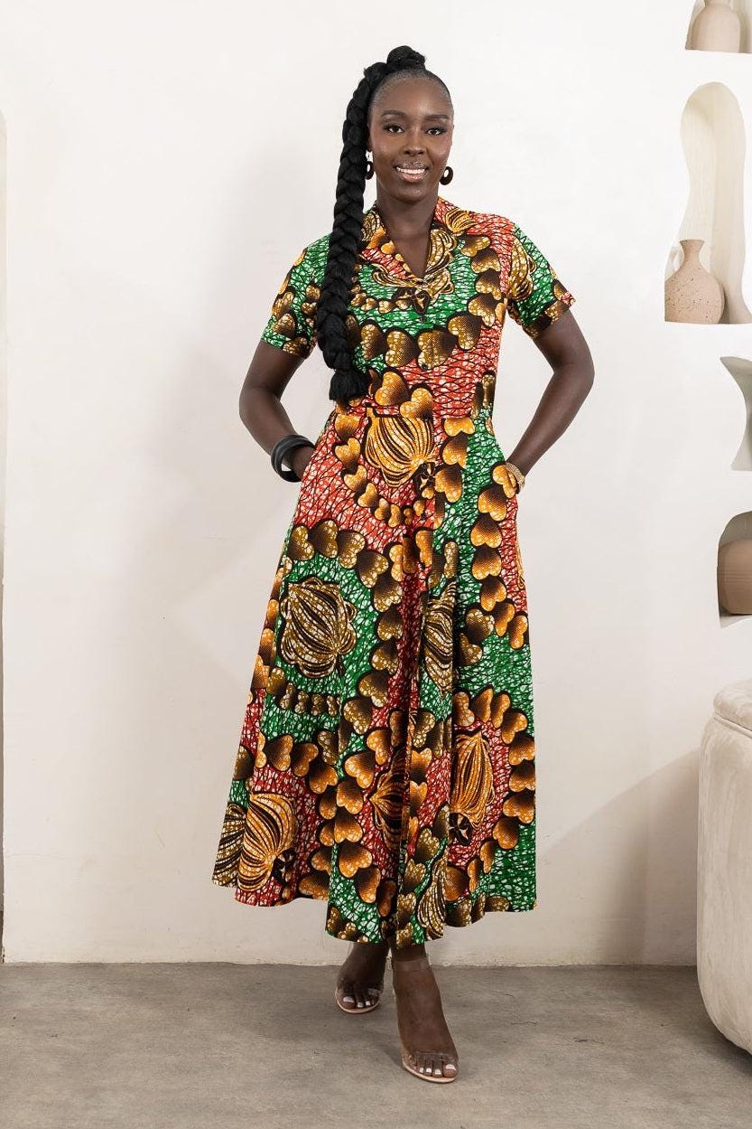 ANELE Ankara Midi Shirt Dress — Naborhi African print collection