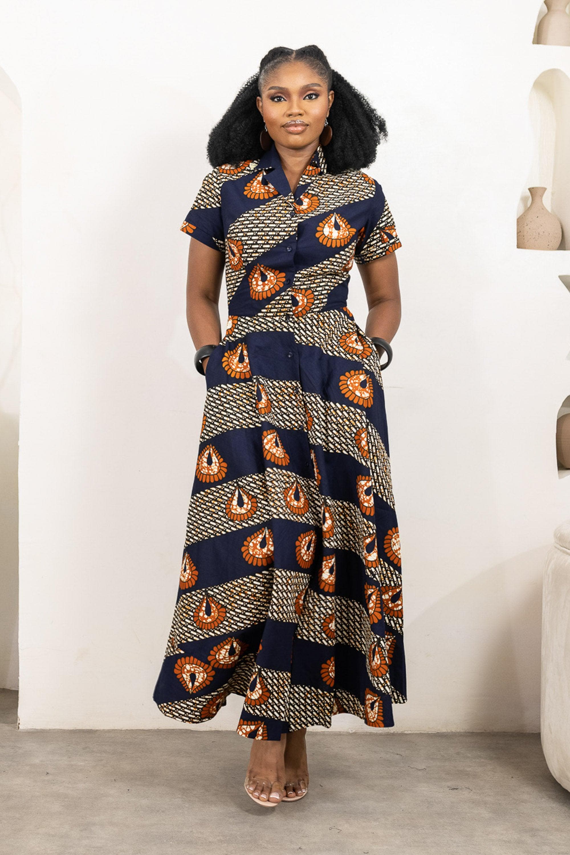 DARAIMA Ankara Midi Shirt Dress — African print dress by Naborhi