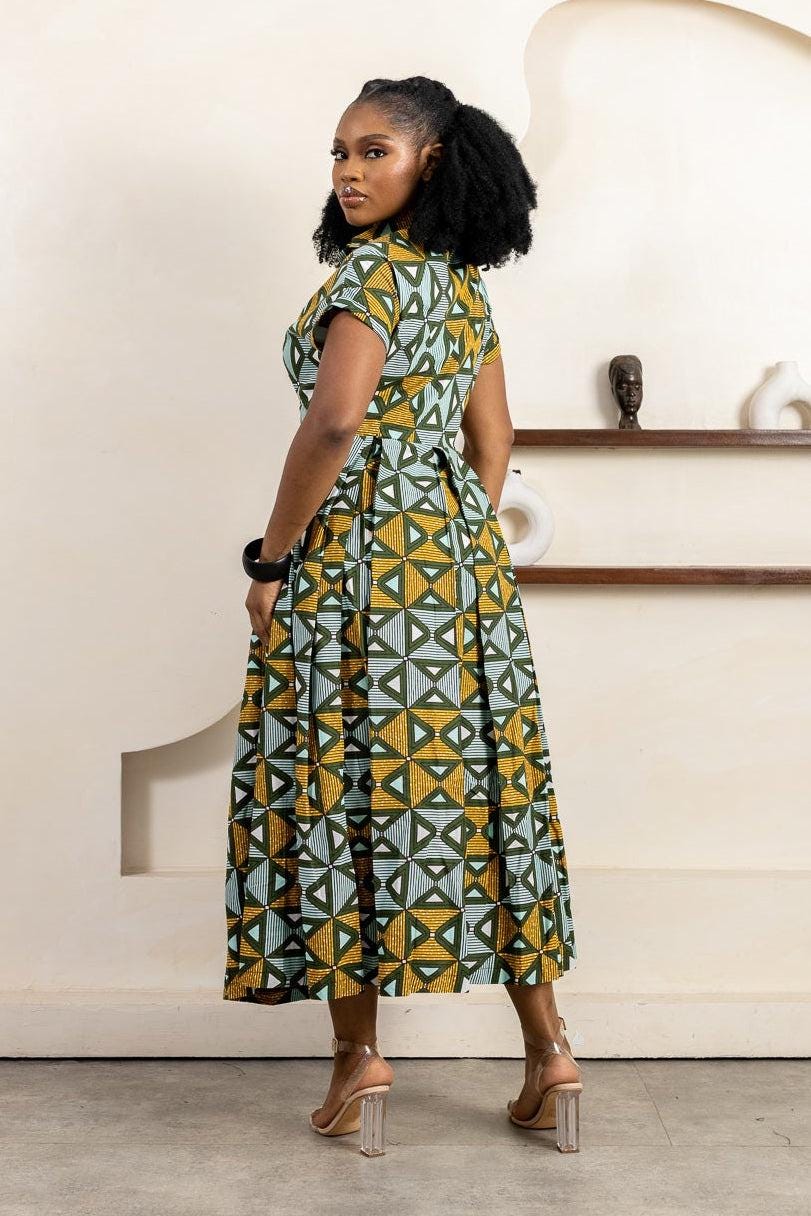 TARIBI Ankara Midi Dress — women's African print clothing by Naborhi