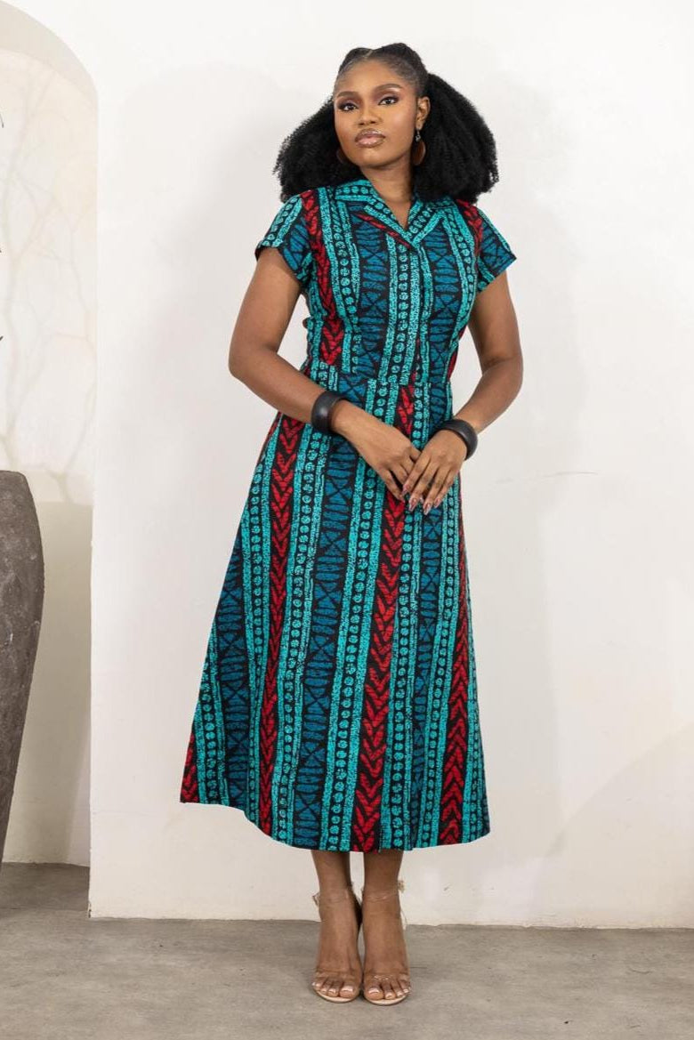 AKONI Ankara Midi Dress — African print dress by Naborhi