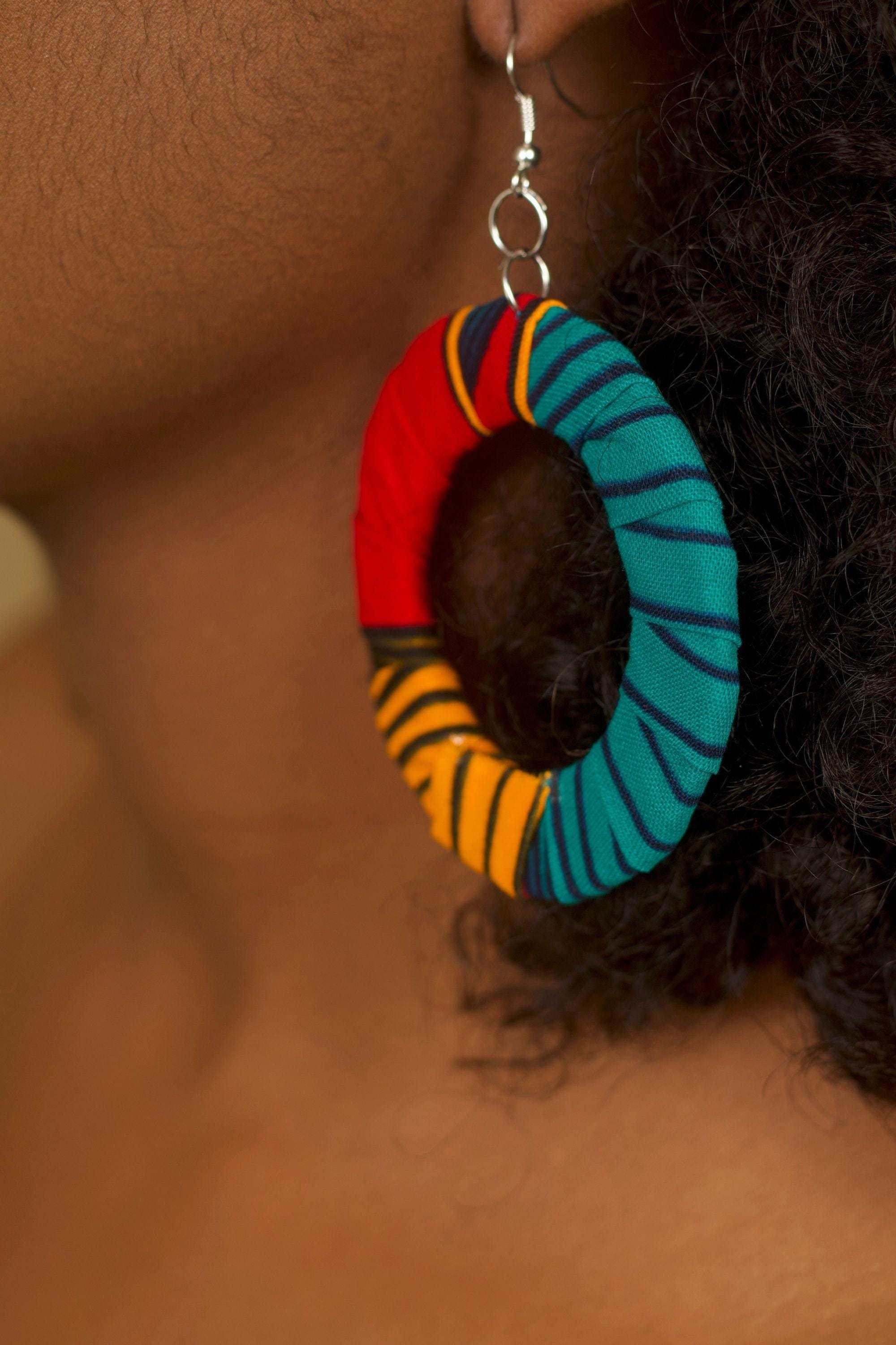 NZINGA Ankara Hoop Earrings — African print fashion by Naborhi