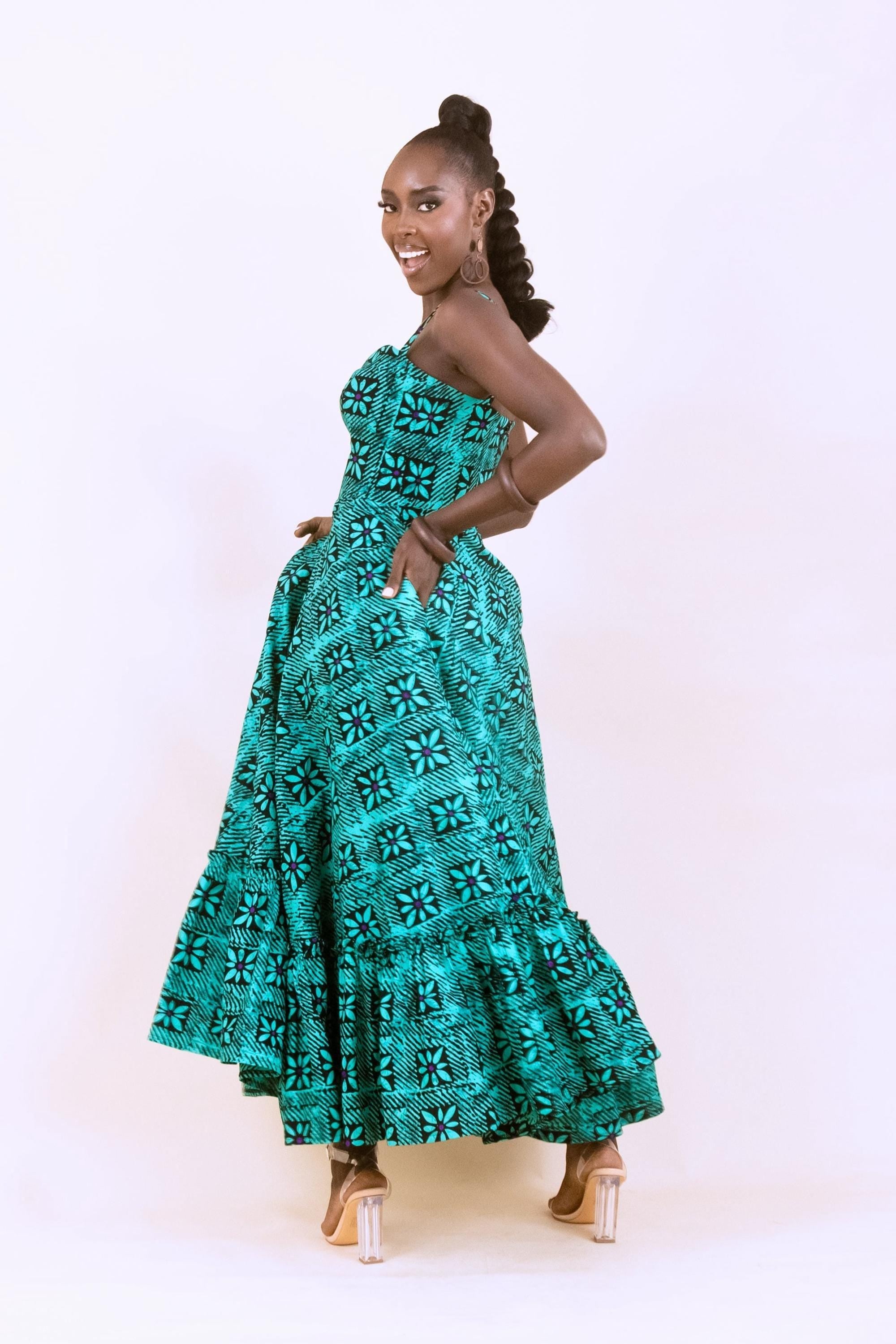 TAJI Ankara Midi Dress — Naborhi African print collection