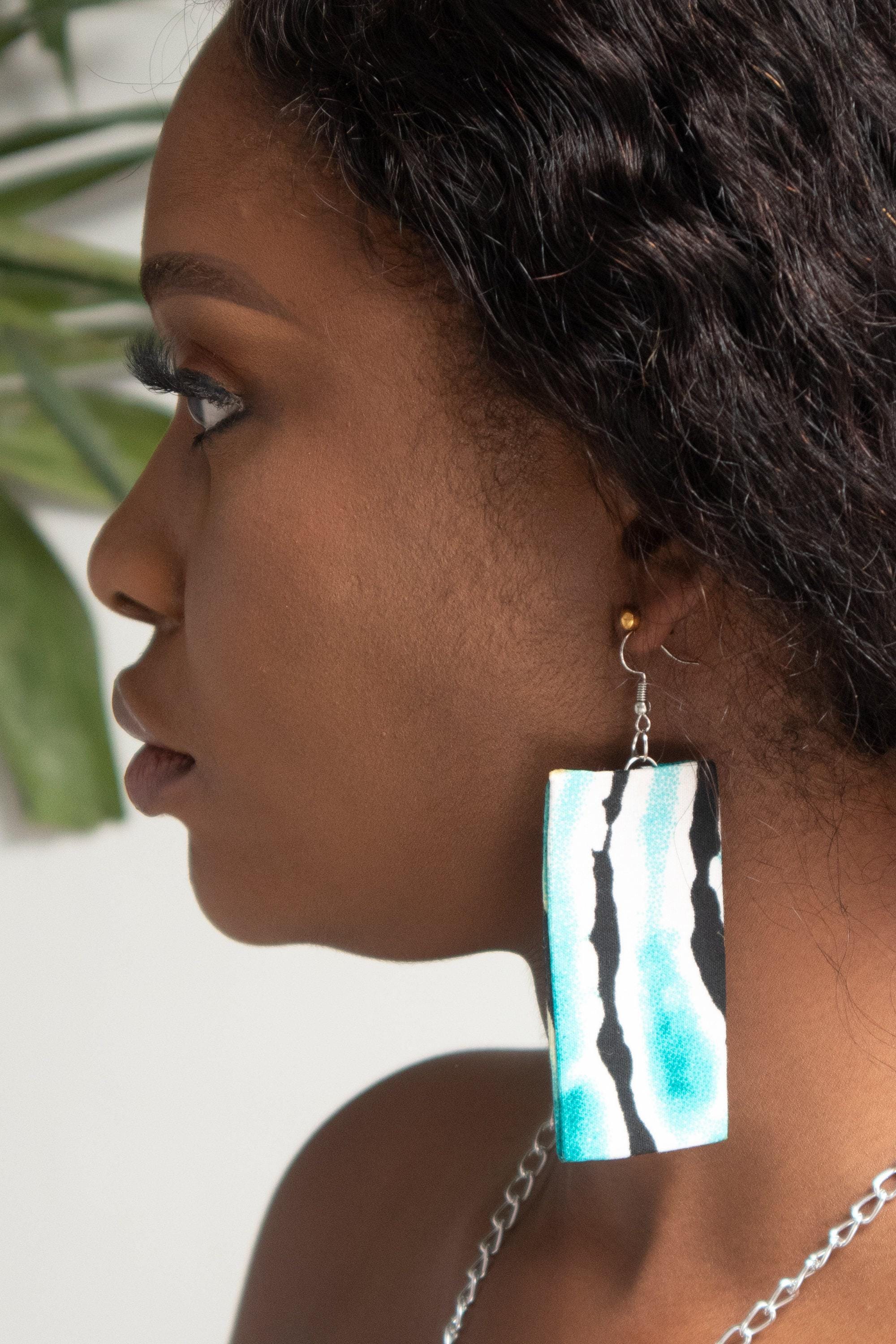 SABAH Ankara Hoop Earrings detail — handcrafted in Nigeria by Naborhi