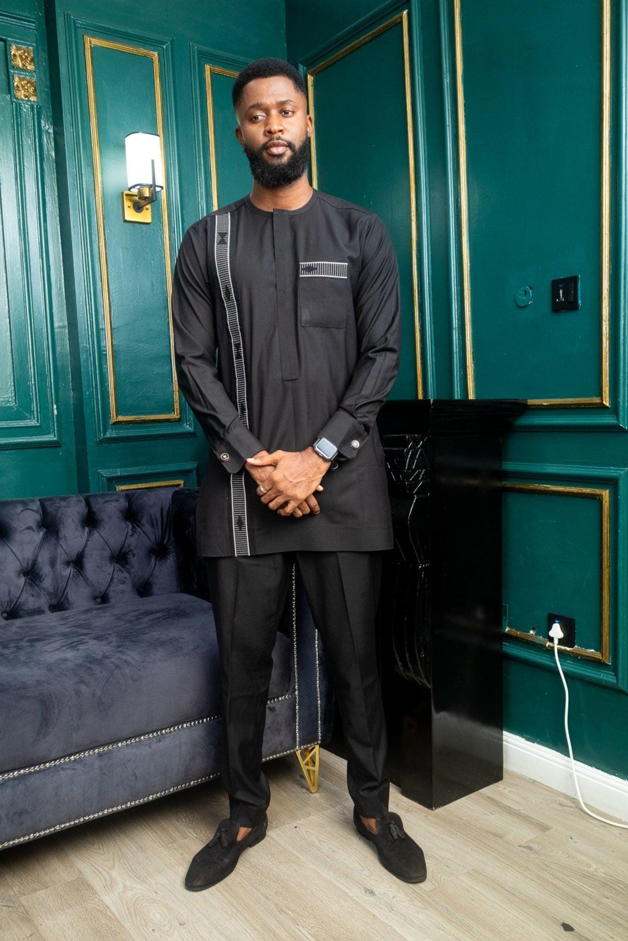 IDIR African Senator Suit detail — handcrafted in Nigeria by Naborhi