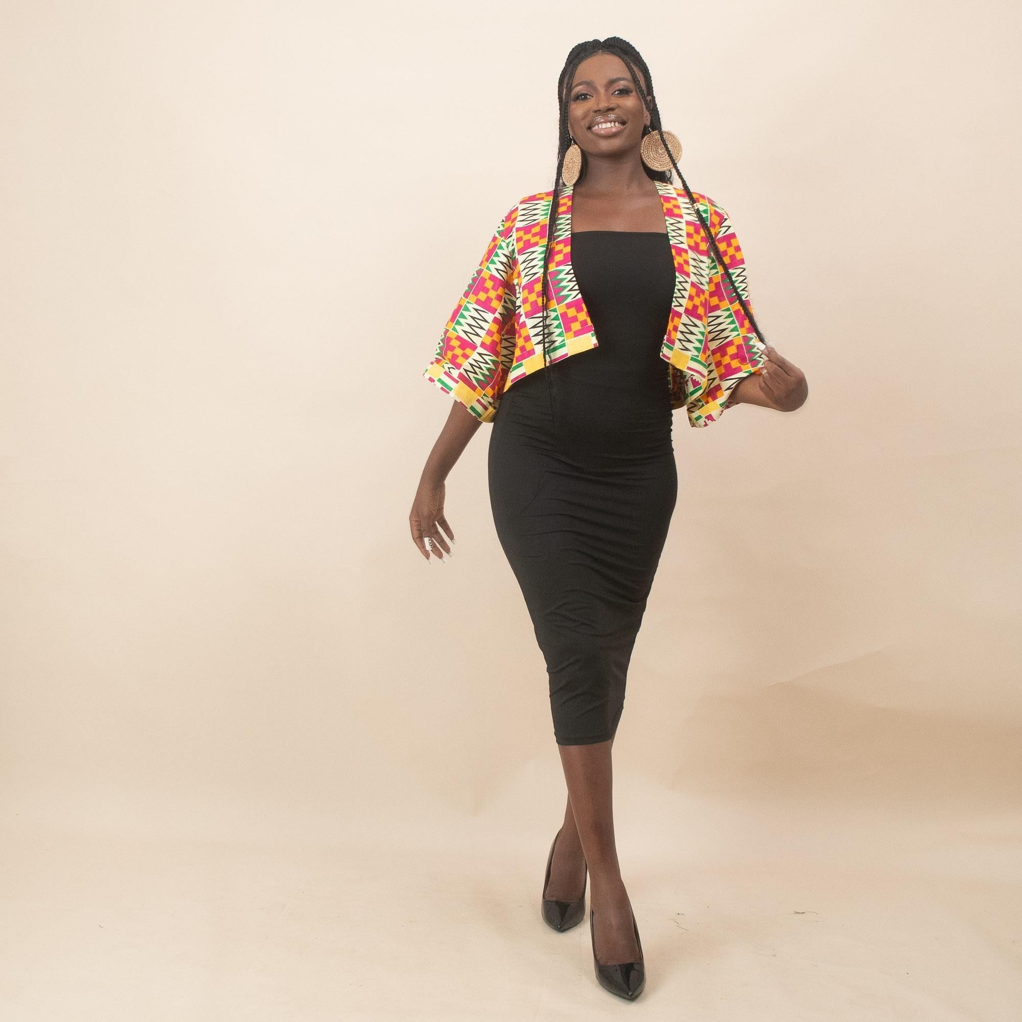Ankara ANOKO Kente Cropped Kimono Jacket | Naborhi