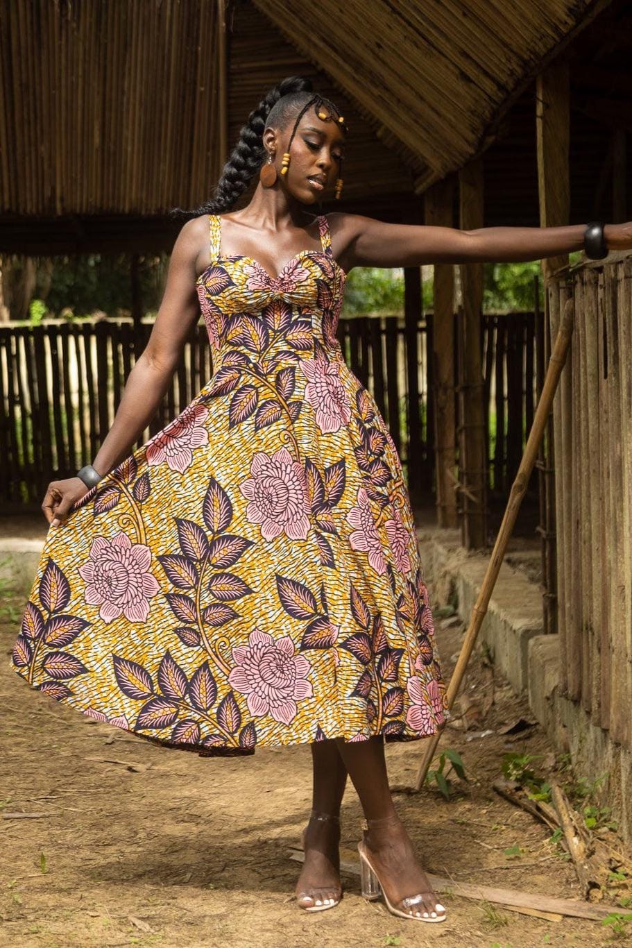 SADE Ankara Flared Midi Dress — made to order African print dress | Naborhi