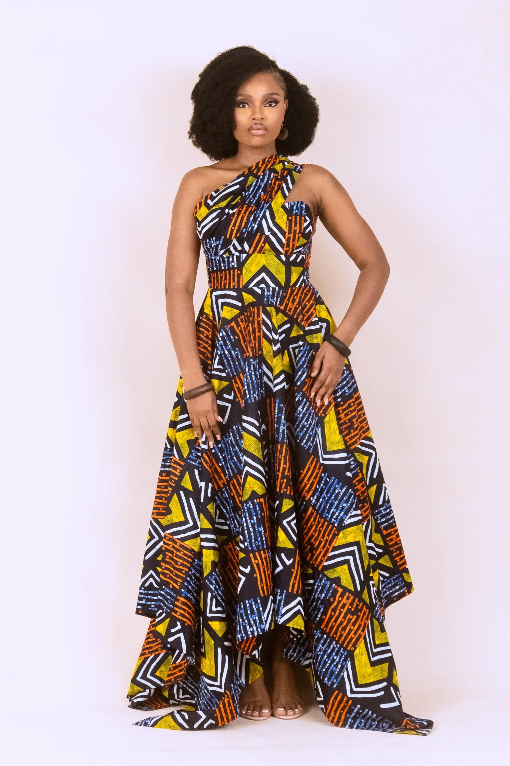 AKINA Ankara Handkerchief Maxi Dress — women's African print clothing by Naborhi