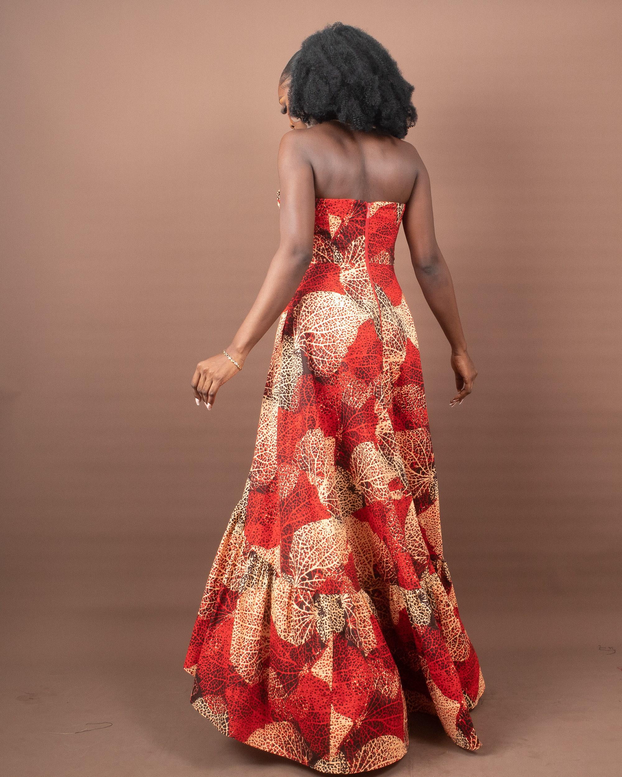 Sample: KABILI Ankara Hi-Low Maxi Dress - Women (Size UK 10) — Naborhi African print collection