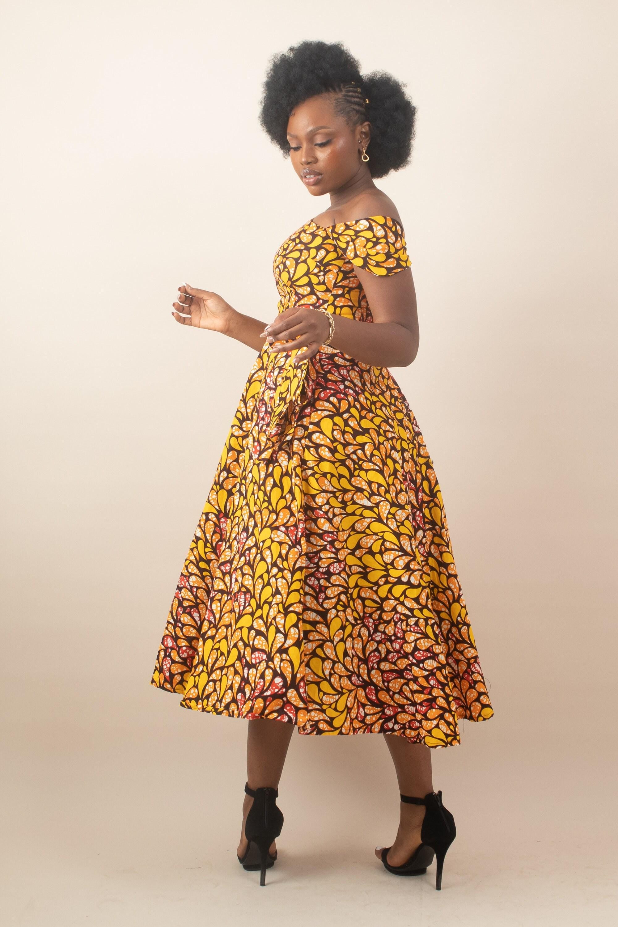 Sample: DARA Ankara Midi Dress - Women (Size UK 10) — women's African print clothing by Naborhi