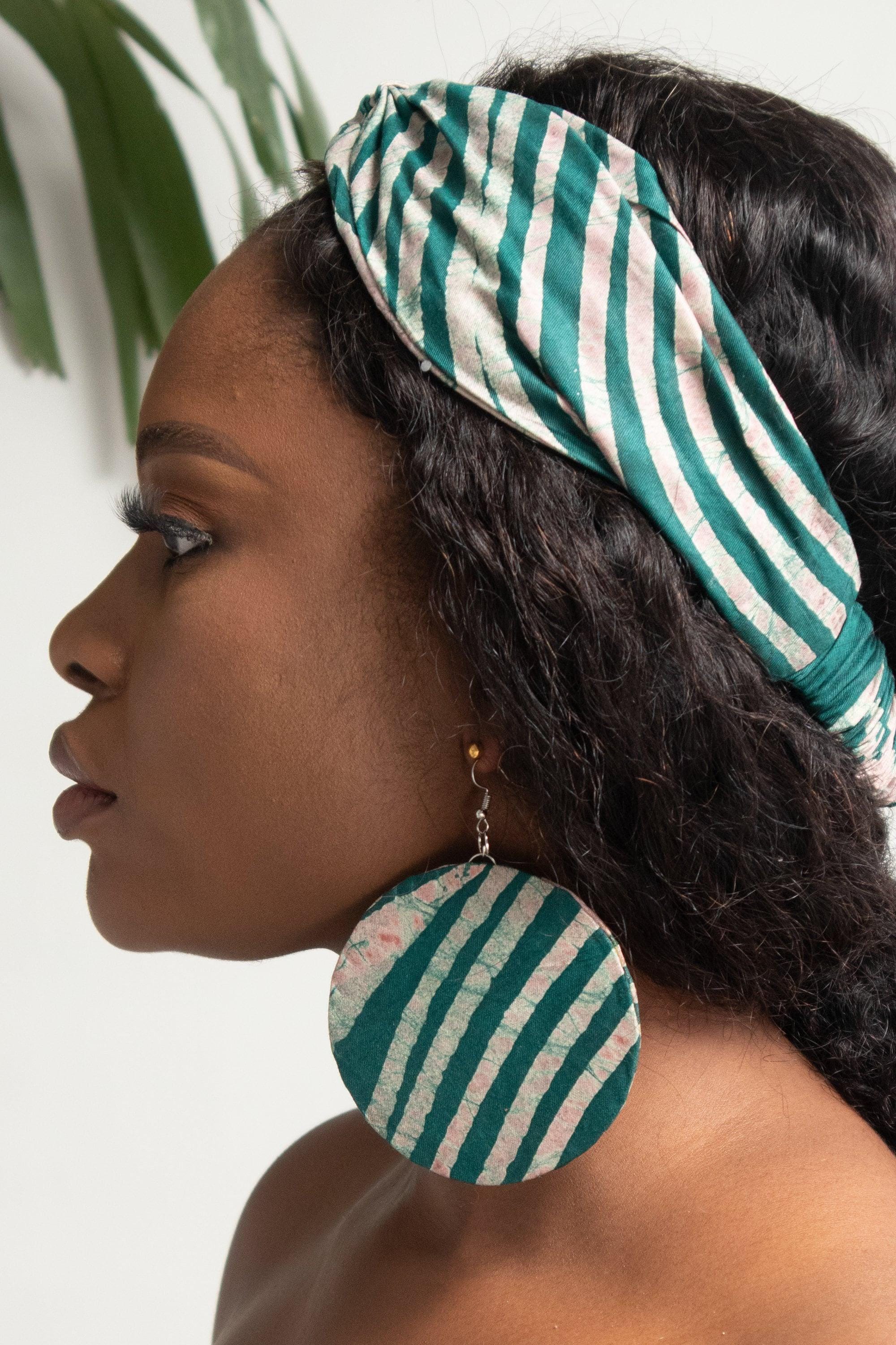 NOMUSA Raffia Circle Earrings — African print fashion by Naborhi