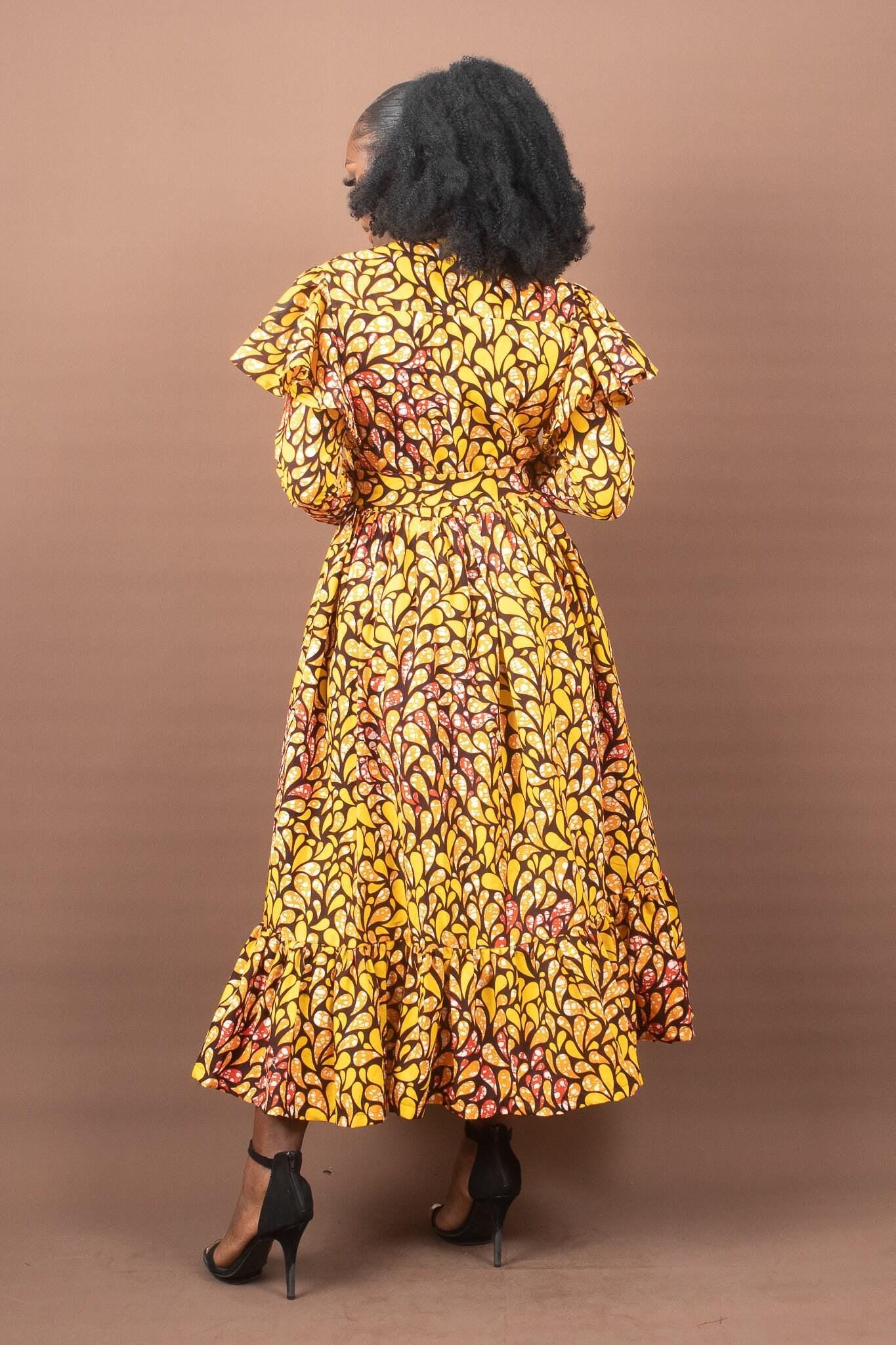 Sample: AHYANA Ankara Midi Shirt Dress - Women (Size UK 10) — made to order African print dress | Naborhi