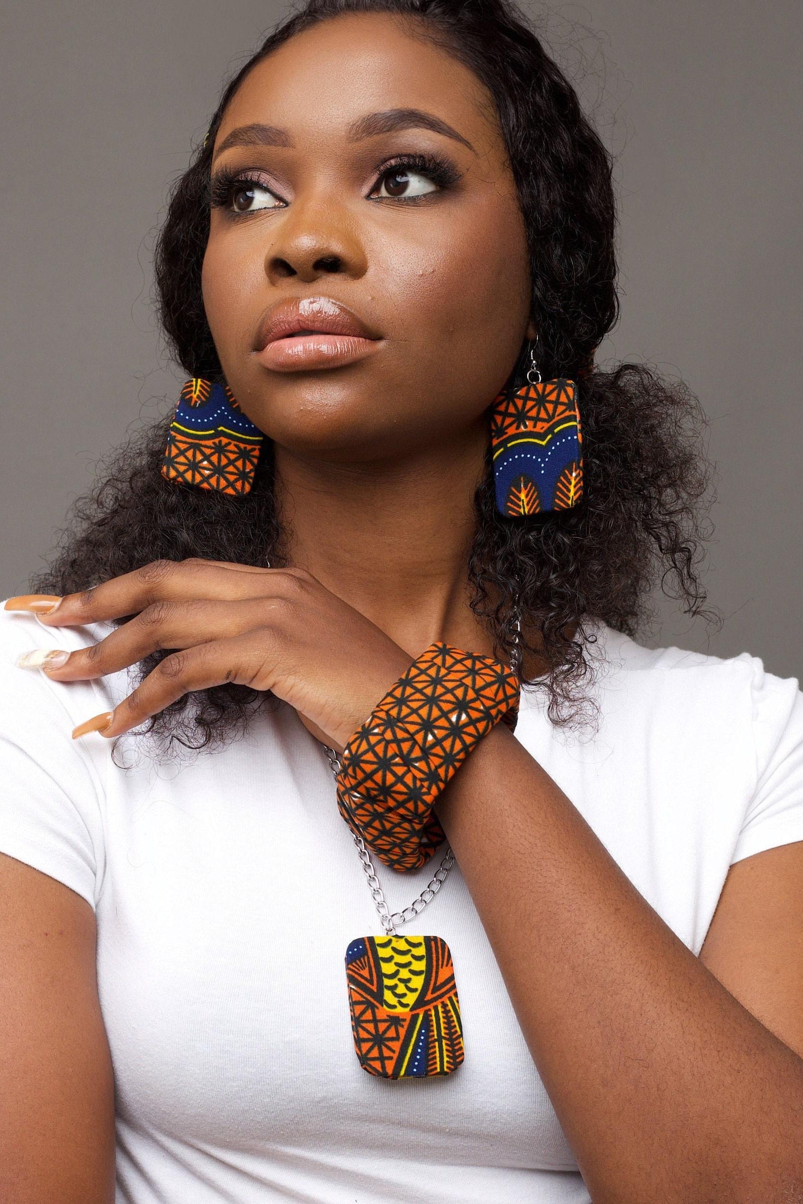 MORAYO Ankara Rectangle Earrings — made to order African print earring | Naborhi