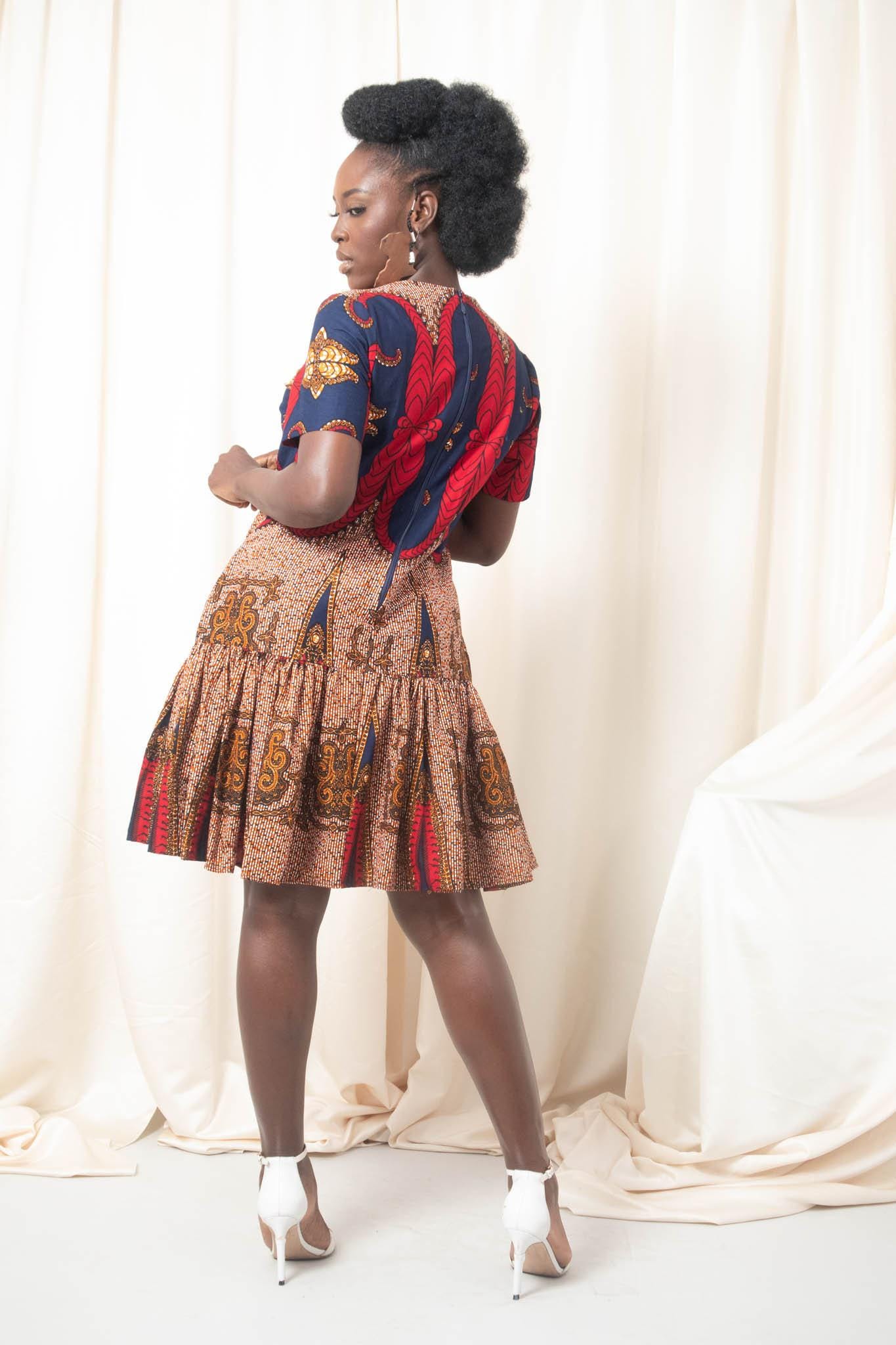 BELUCHI Ankara Mini Shift Dress detail — handcrafted in Nigeria by Naborhi