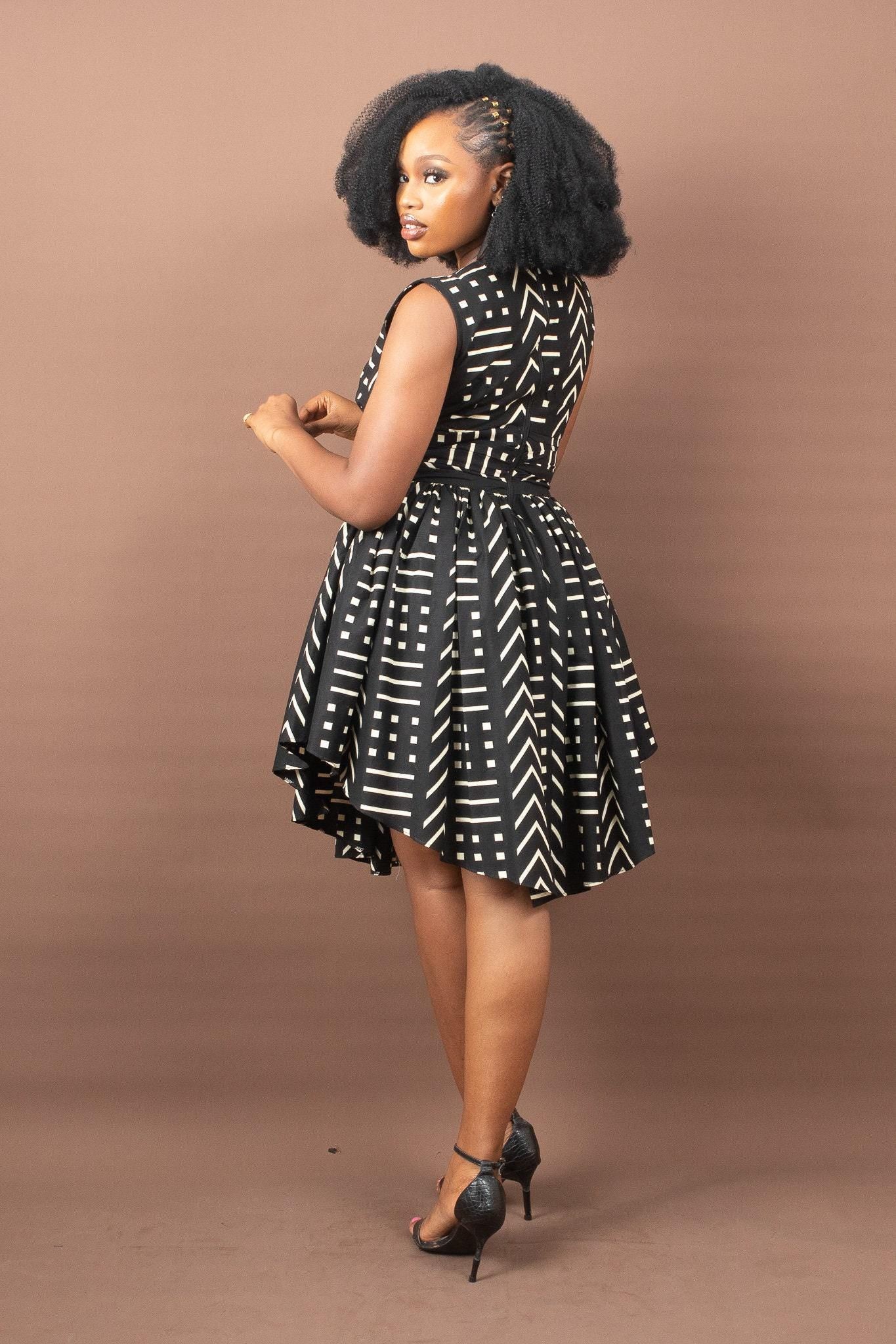 Sample: IMANI Ankara Hi-Low Dress - Women (Size UK 10) — made to order African print dress | Naborhi