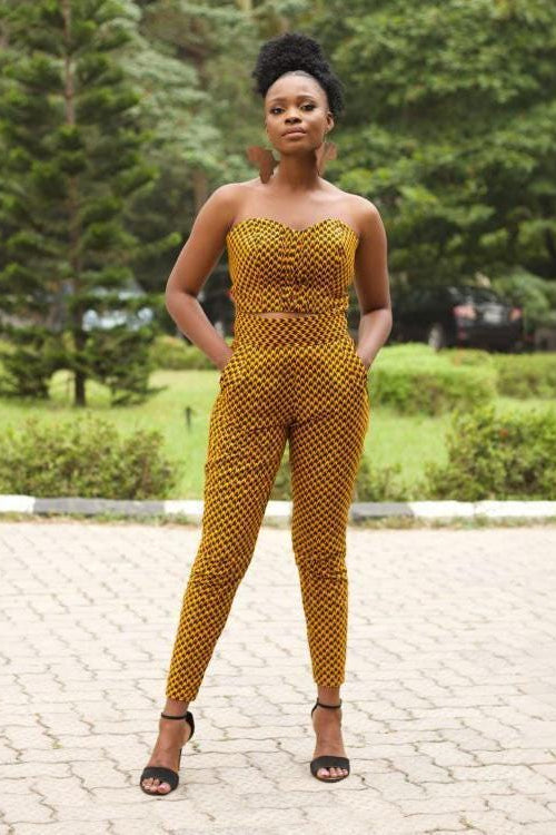 TAJU Ankara Strapless Crop Top detail — handcrafted in Nigeria by Naborhi