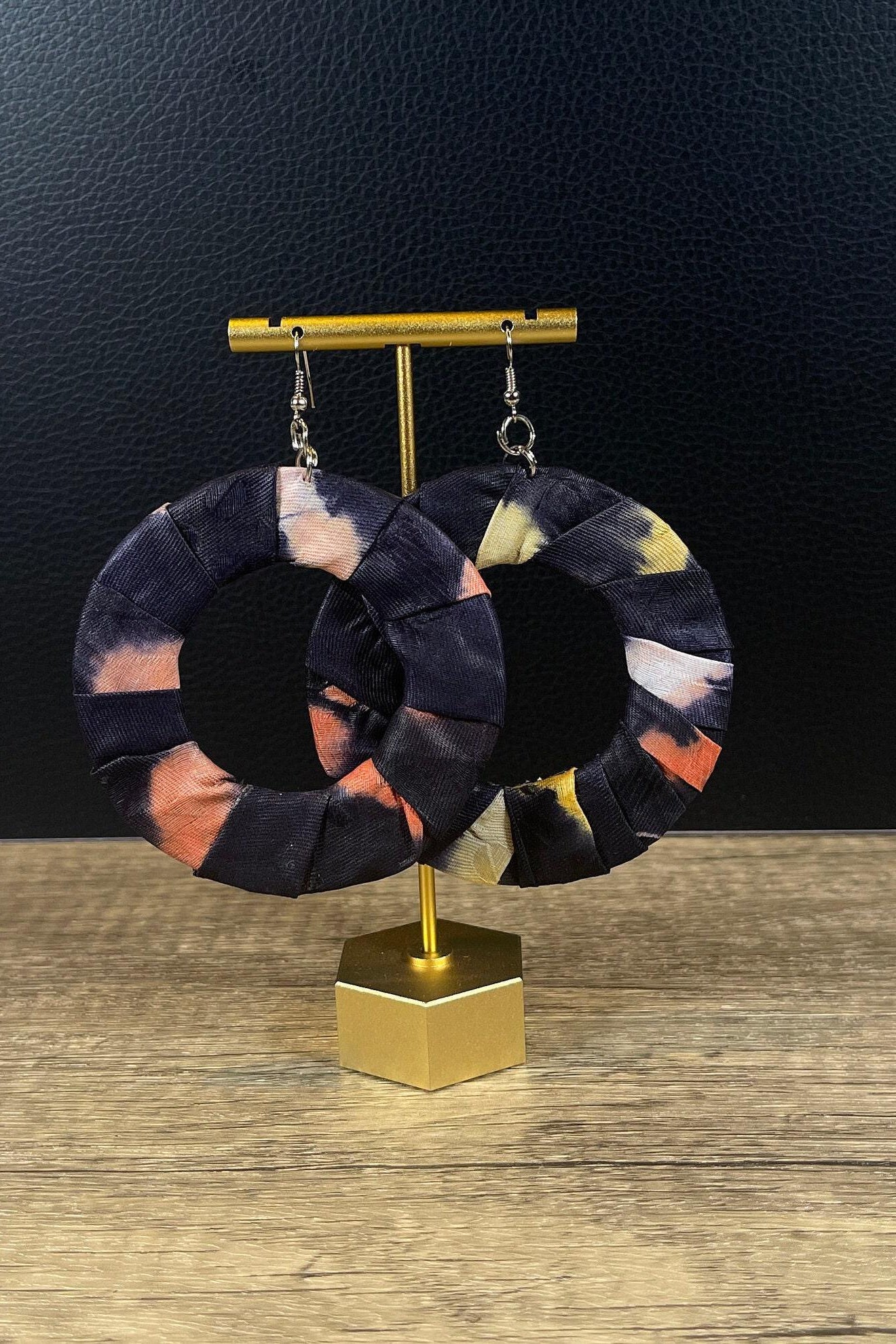 AYOKA Handprinted Tye And Dye Rectangle Earrings — African print fashion by Naborhi
