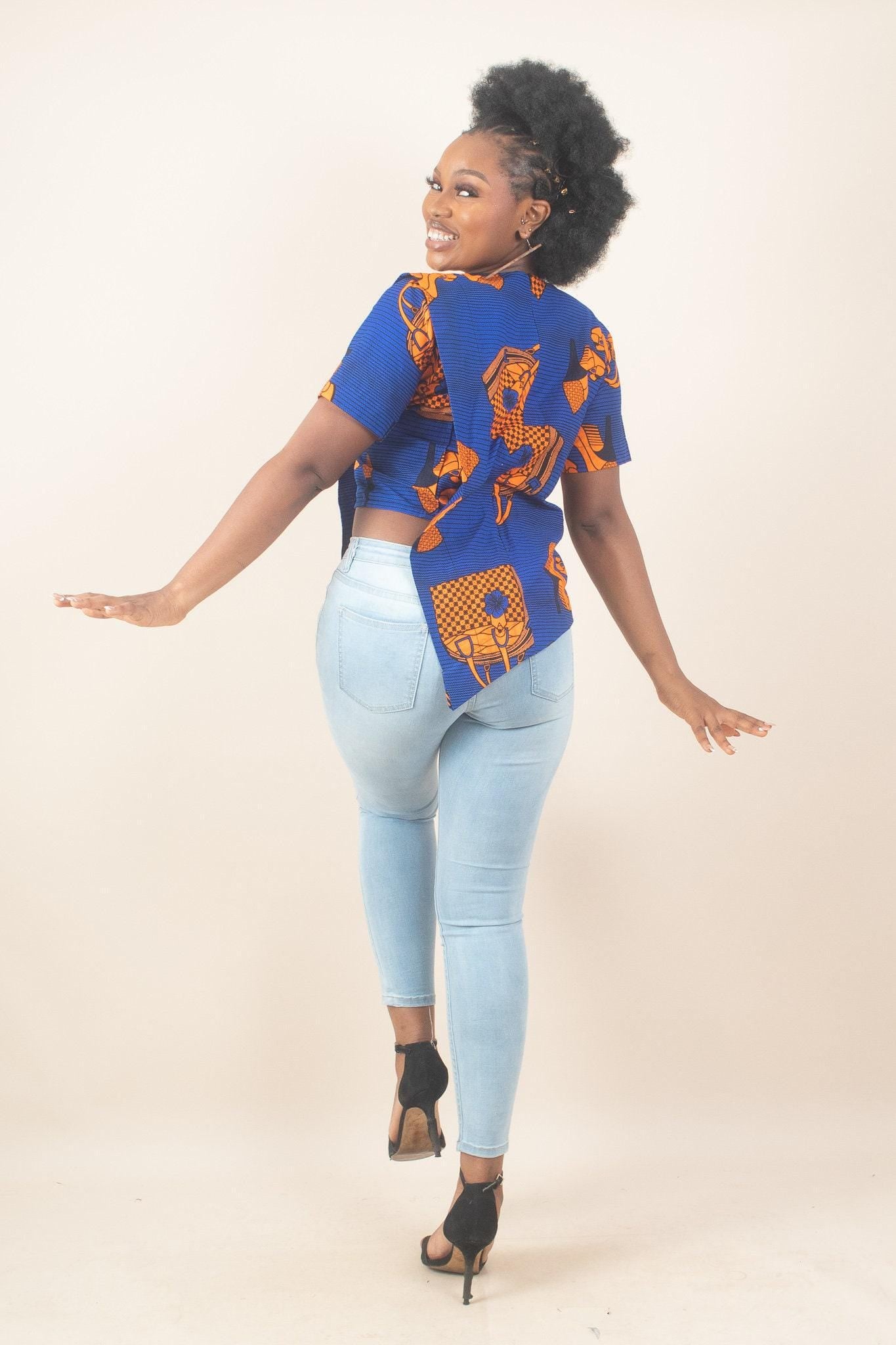 Sample: THEMA Ankara Crop Top - Women (Size UK 10) — women's African print clothing by Naborhi