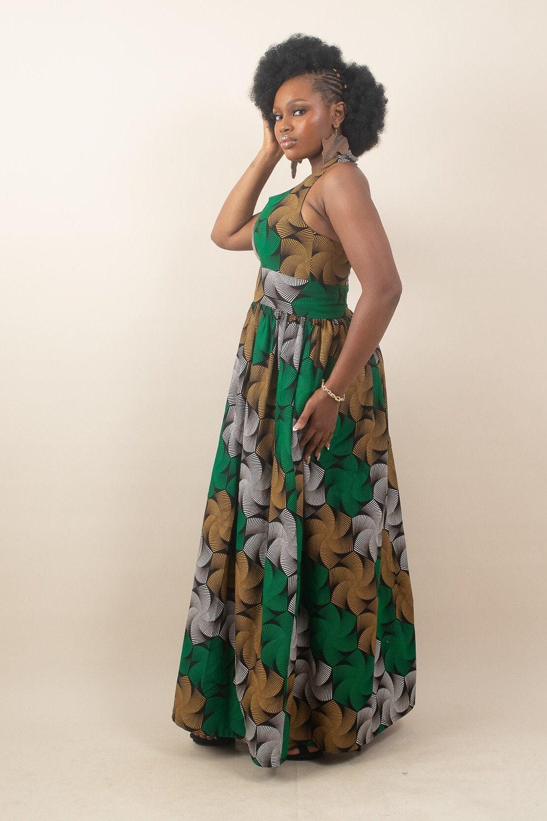 Sample: KIKE Ankara Maxi Dress - Women (Size UK 10) detail — handcrafted in Nigeria by Naborhi