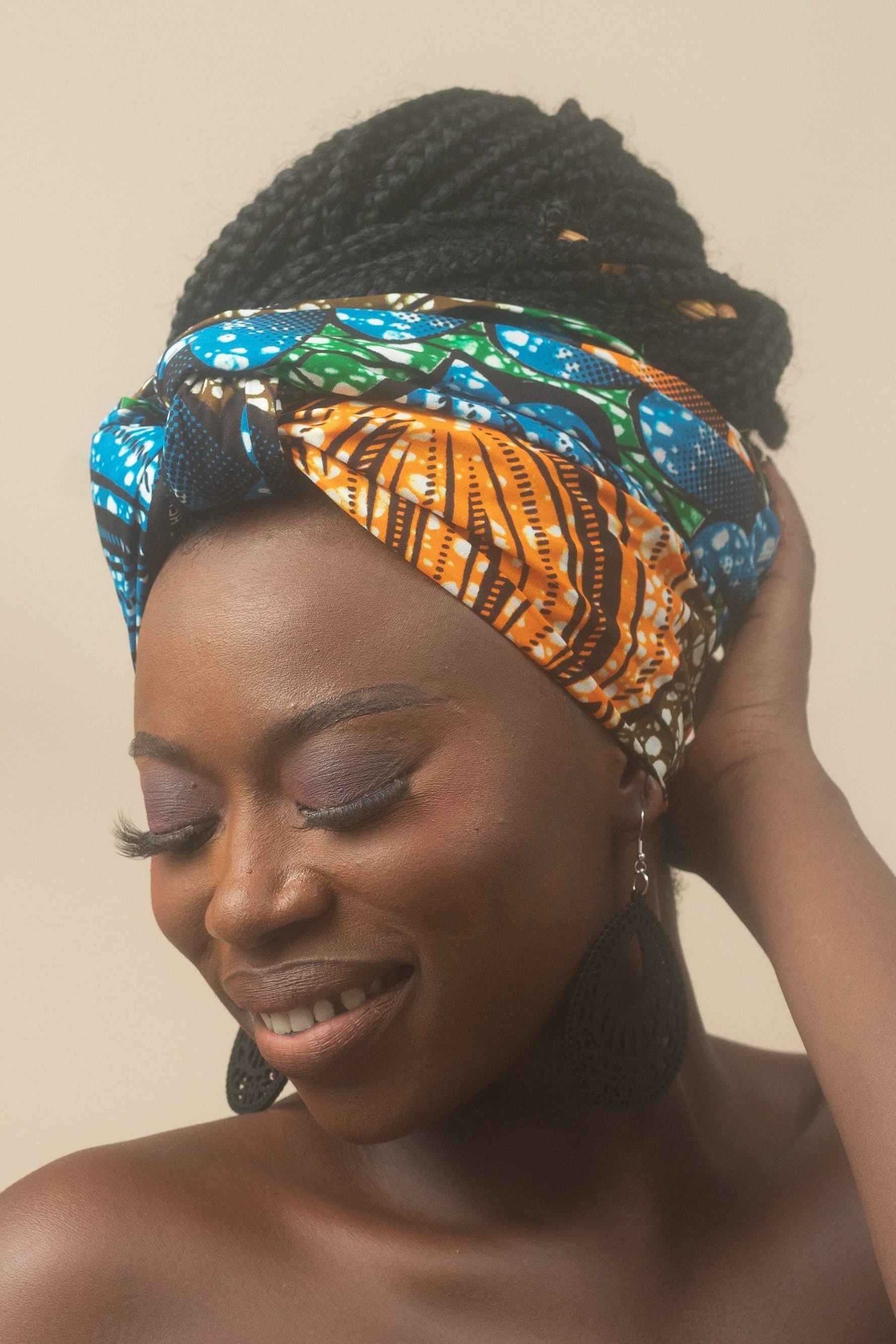 ZARI Ankara Head Wrap detail — handcrafted in Nigeria by Naborhi