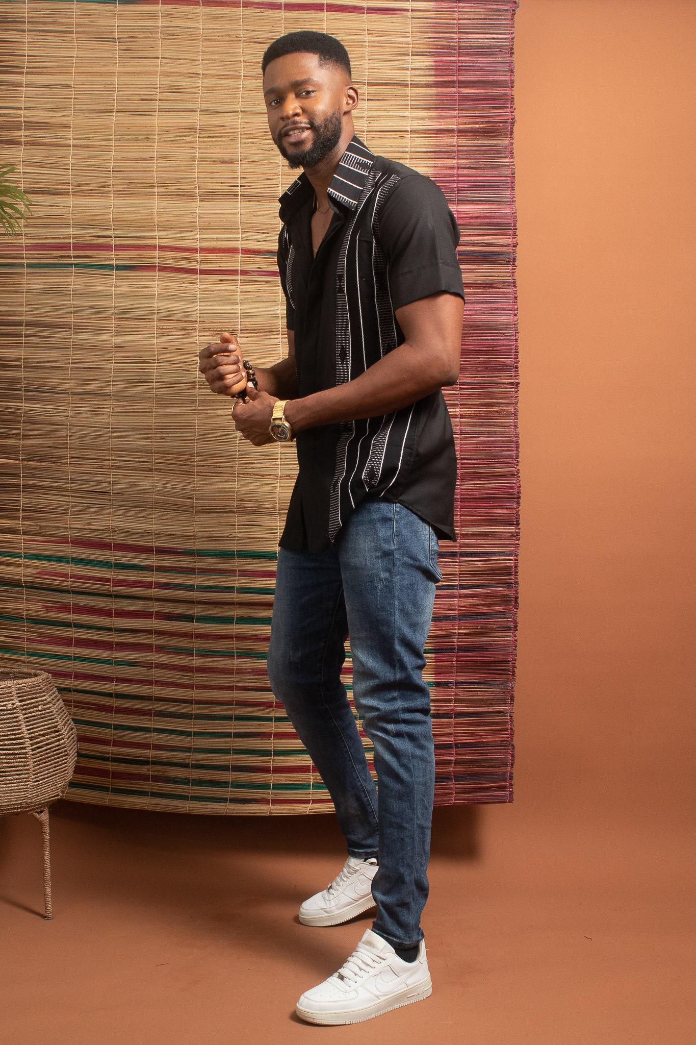 TAYO Ankara Shirt detail — handcrafted in Nigeria by Naborhi