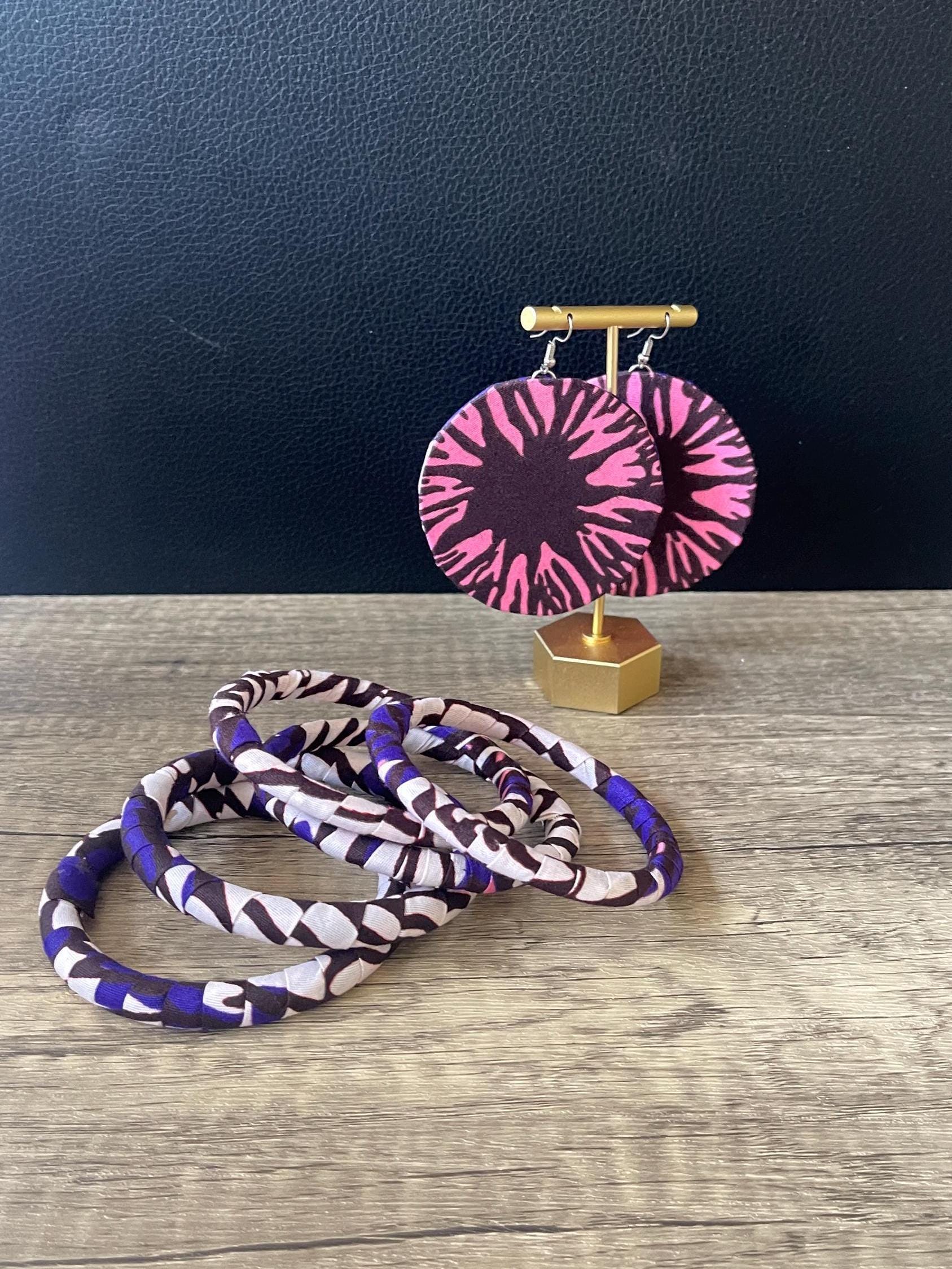 AKEYO Ankara Bangle Set detail — handcrafted in Nigeria by Naborhi