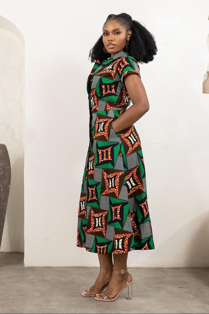 ALHERI Ankara Aline Midi Dress — made to order African print dress | Naborhi
