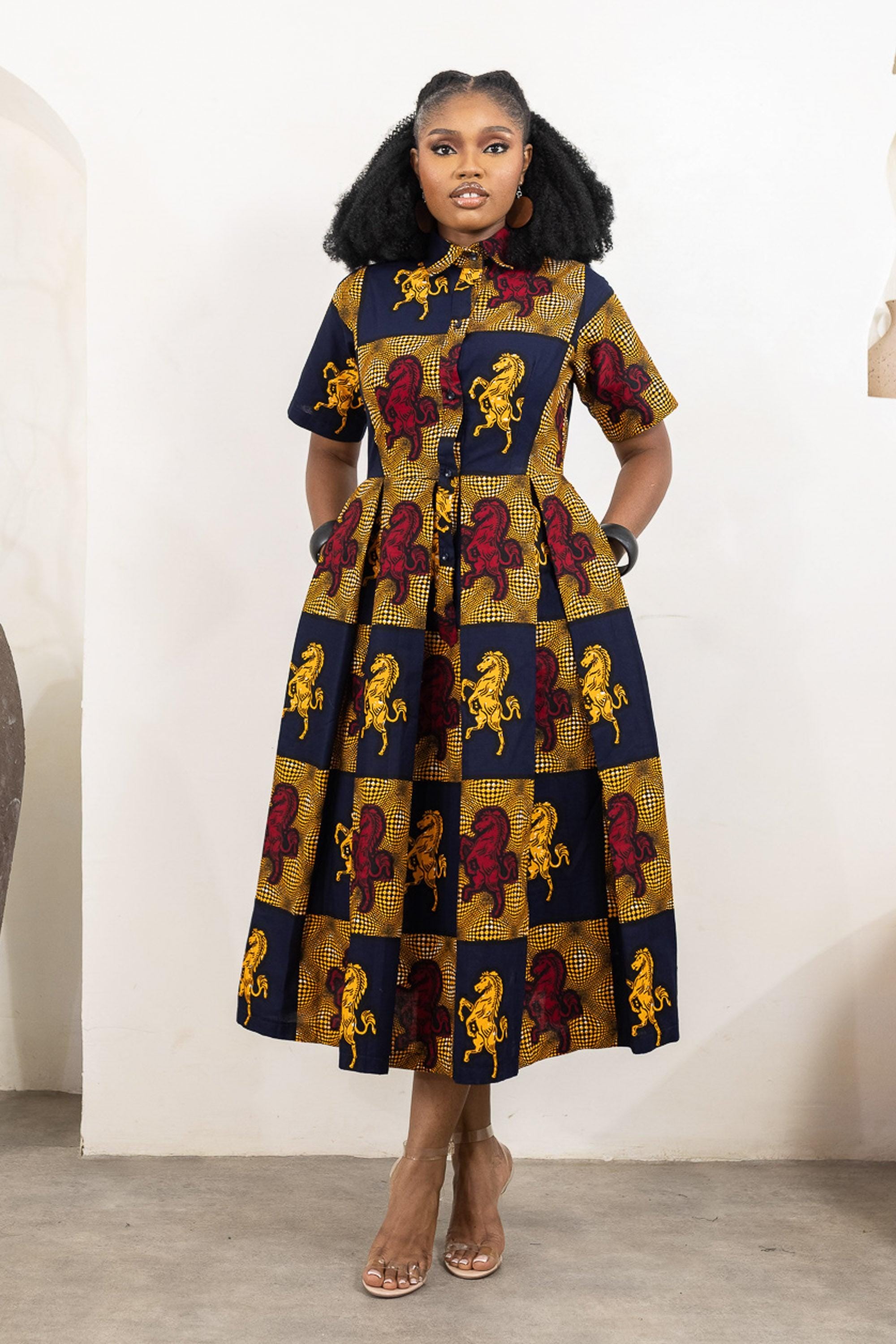 DALU Ankara Midi Shirt Dress — women's African print clothing by Naborhi
