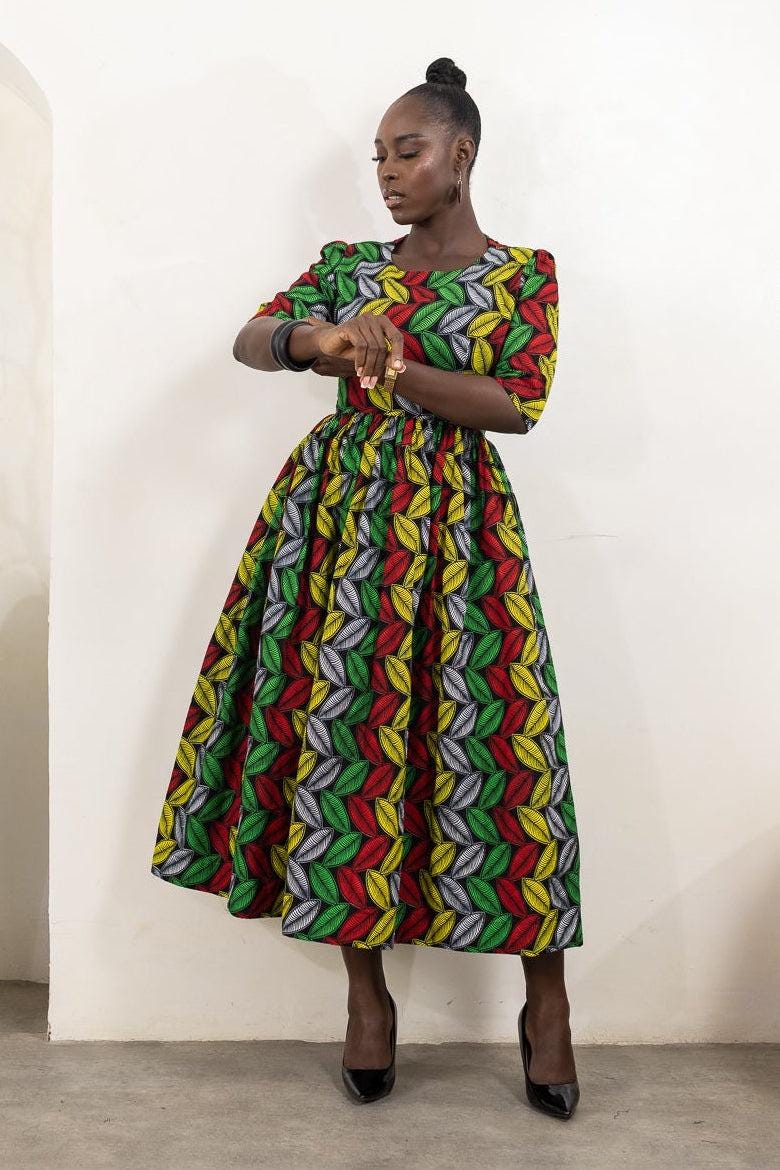 KEFIRAH Ankara Midi Dress — African print dress by Naborhi