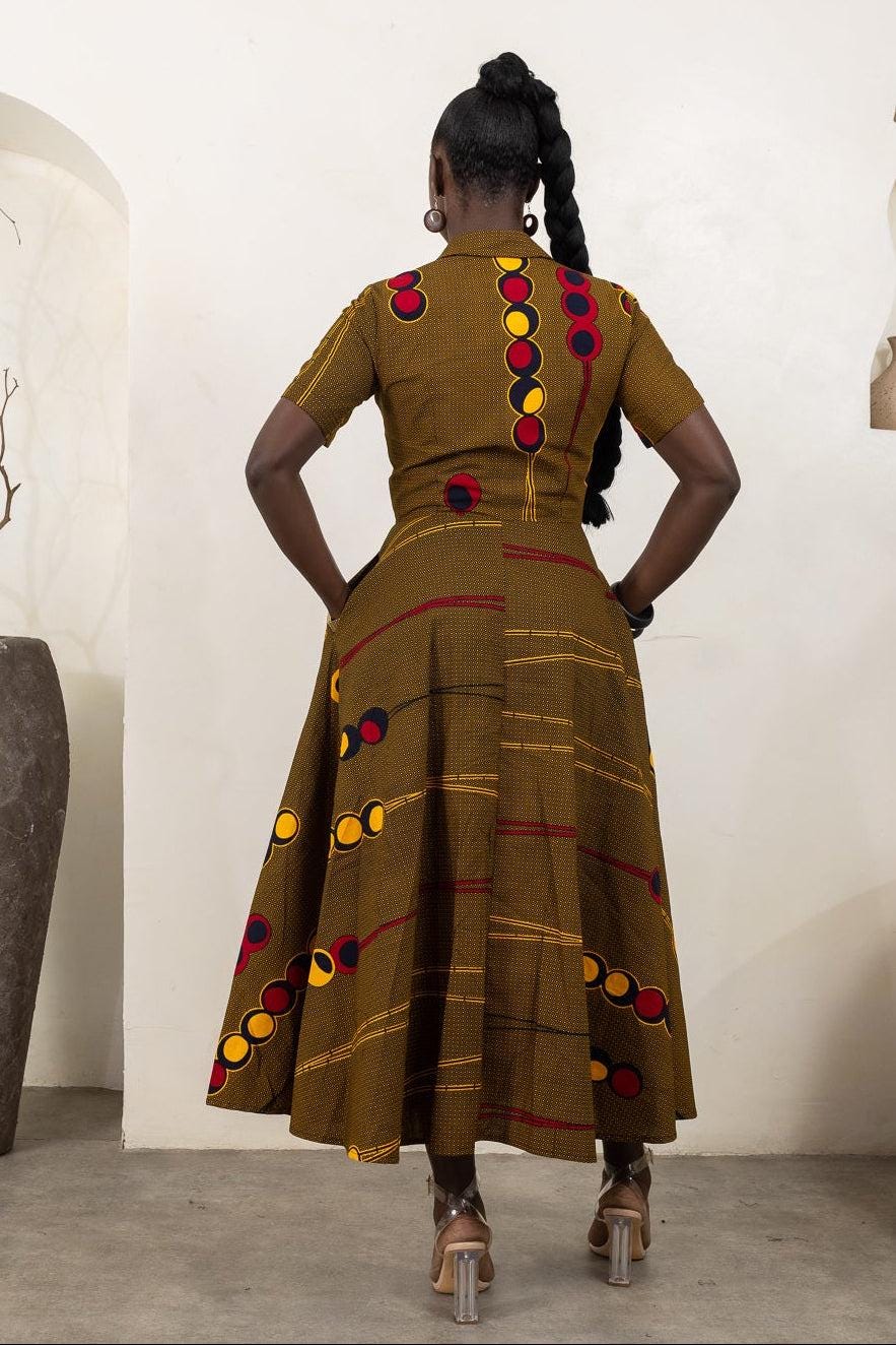 ABIYE Ankara Midi Shirt Dress detail — handcrafted in Nigeria by Naborhi