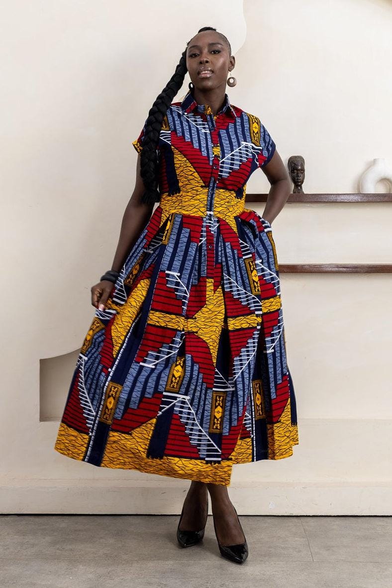 MUNA Ankara Midi Dress — African print dress by Naborhi