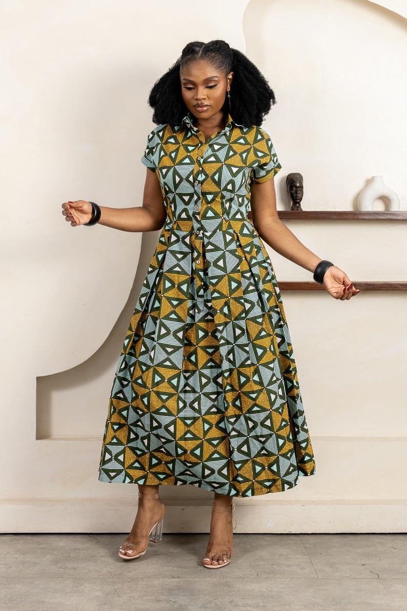 TARIBI Ankara Midi Dress — African print dress by Naborhi
