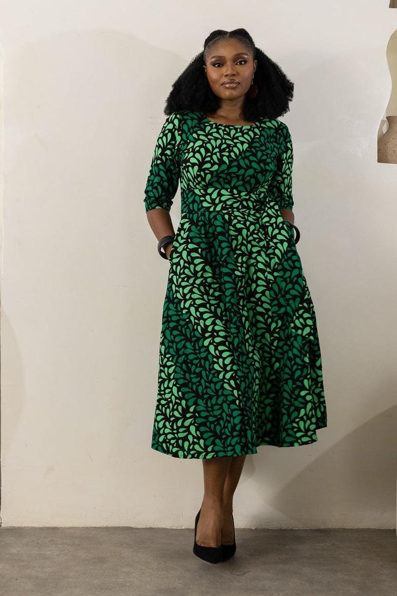 ZORLE Ankara Flared Midi Dress — Naborhi African print collection