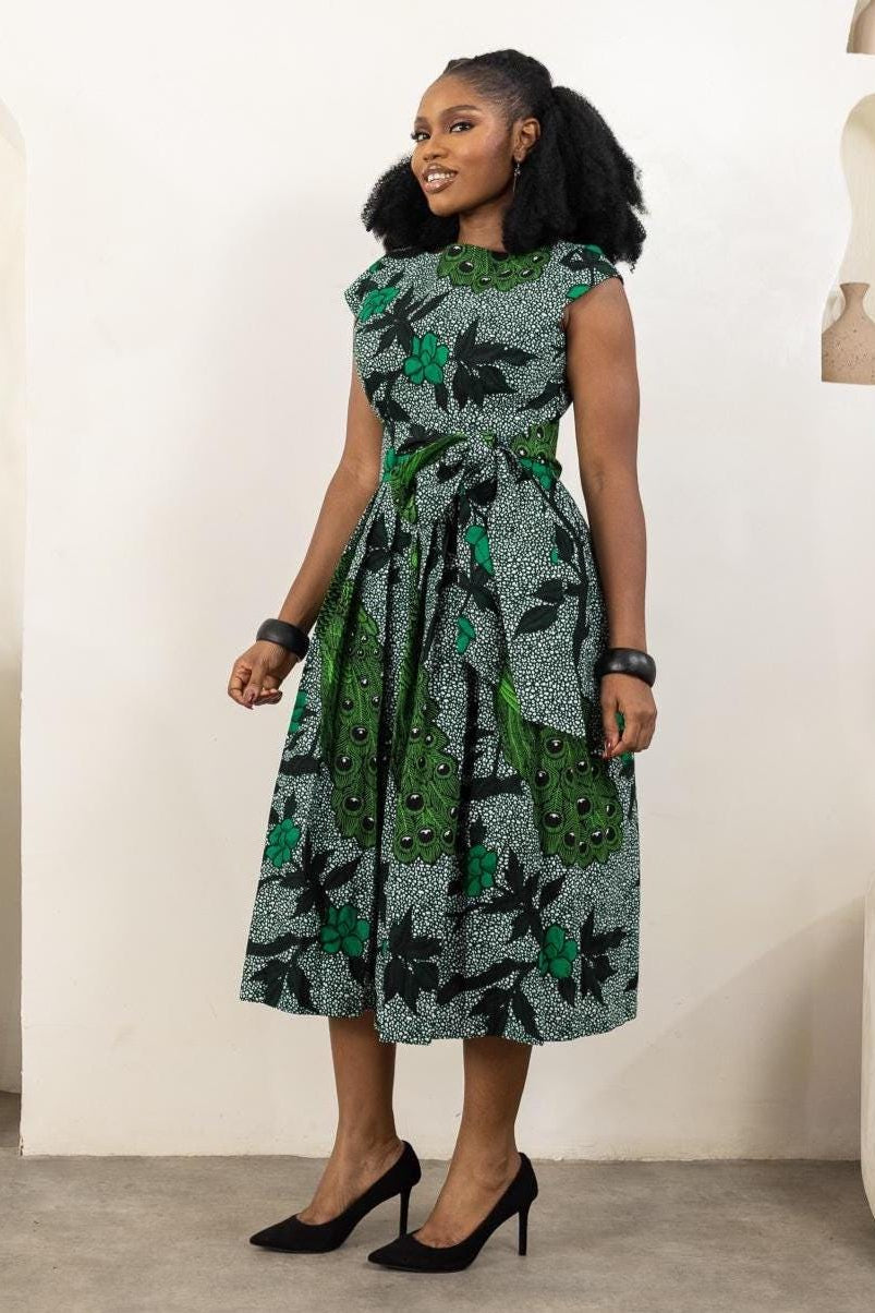 OLOHI Ankara Midi Dress — women's African print clothing by Naborhi