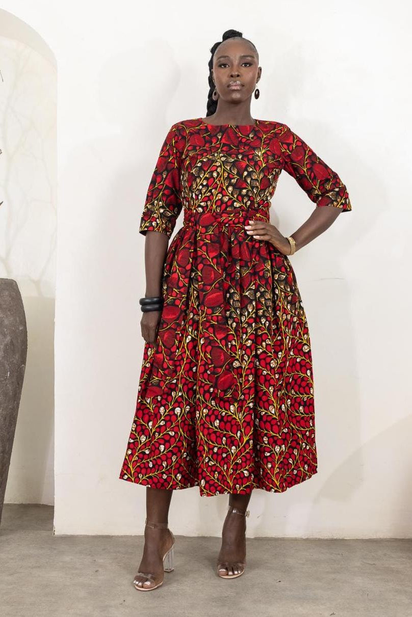 Ankara DISEMI Floral Midi Dress