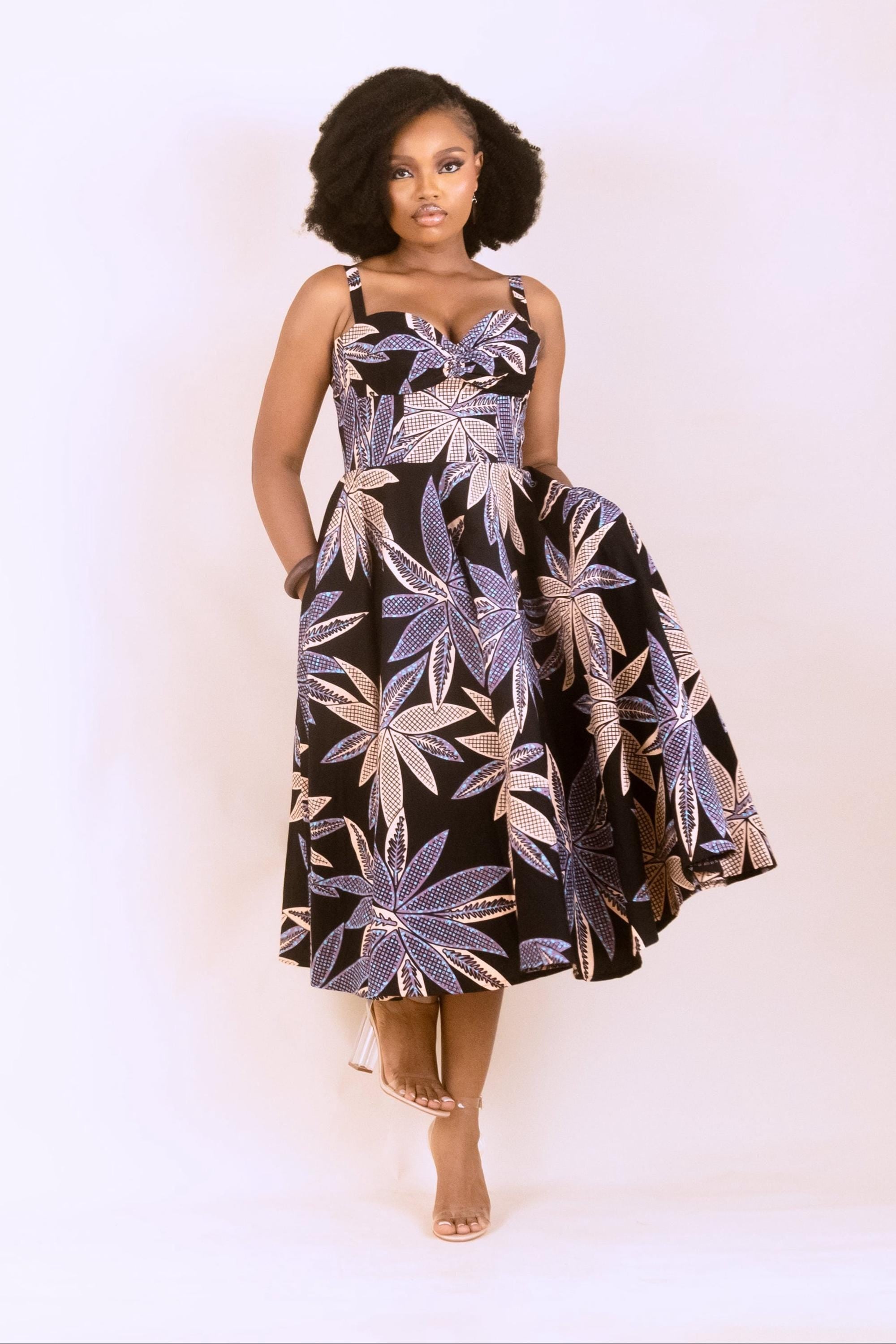 MBALI Ankara Flared Midi Dress — African print dress by Naborhi