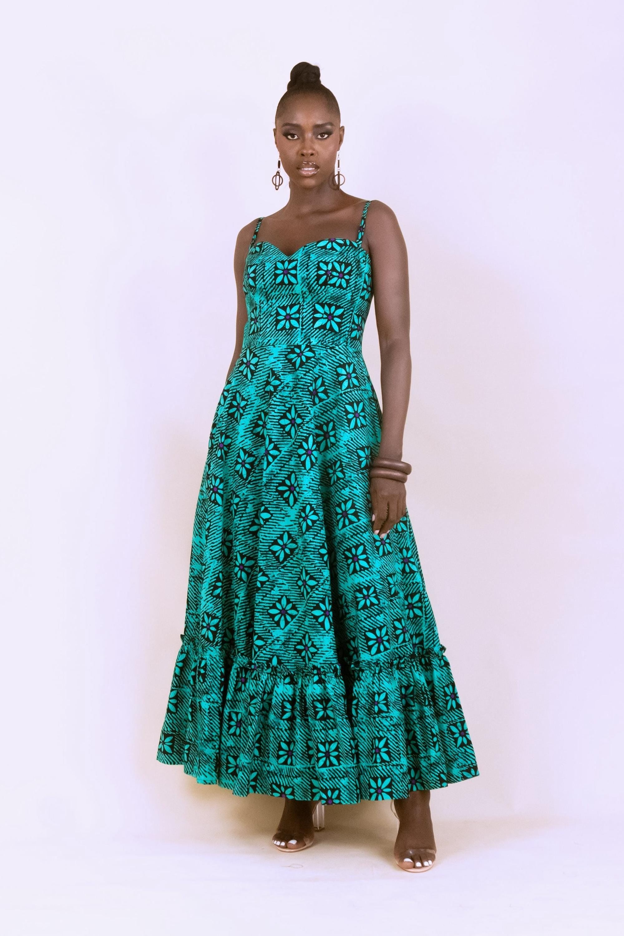 Ankara Taji Tiered Midi Dress