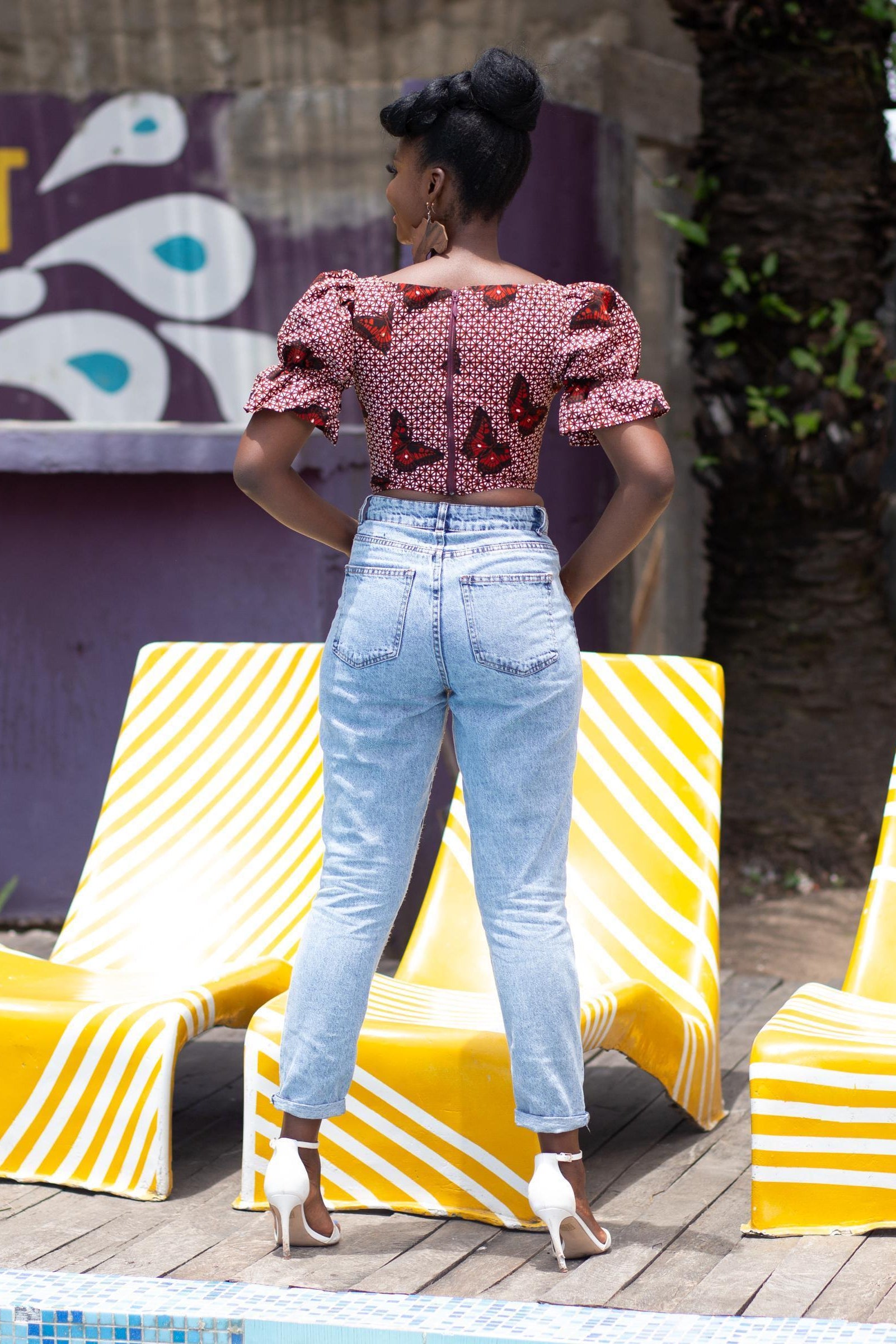 KEYARA Ankara Butterfly Top detail — handcrafted in Nigeria by Naborhi