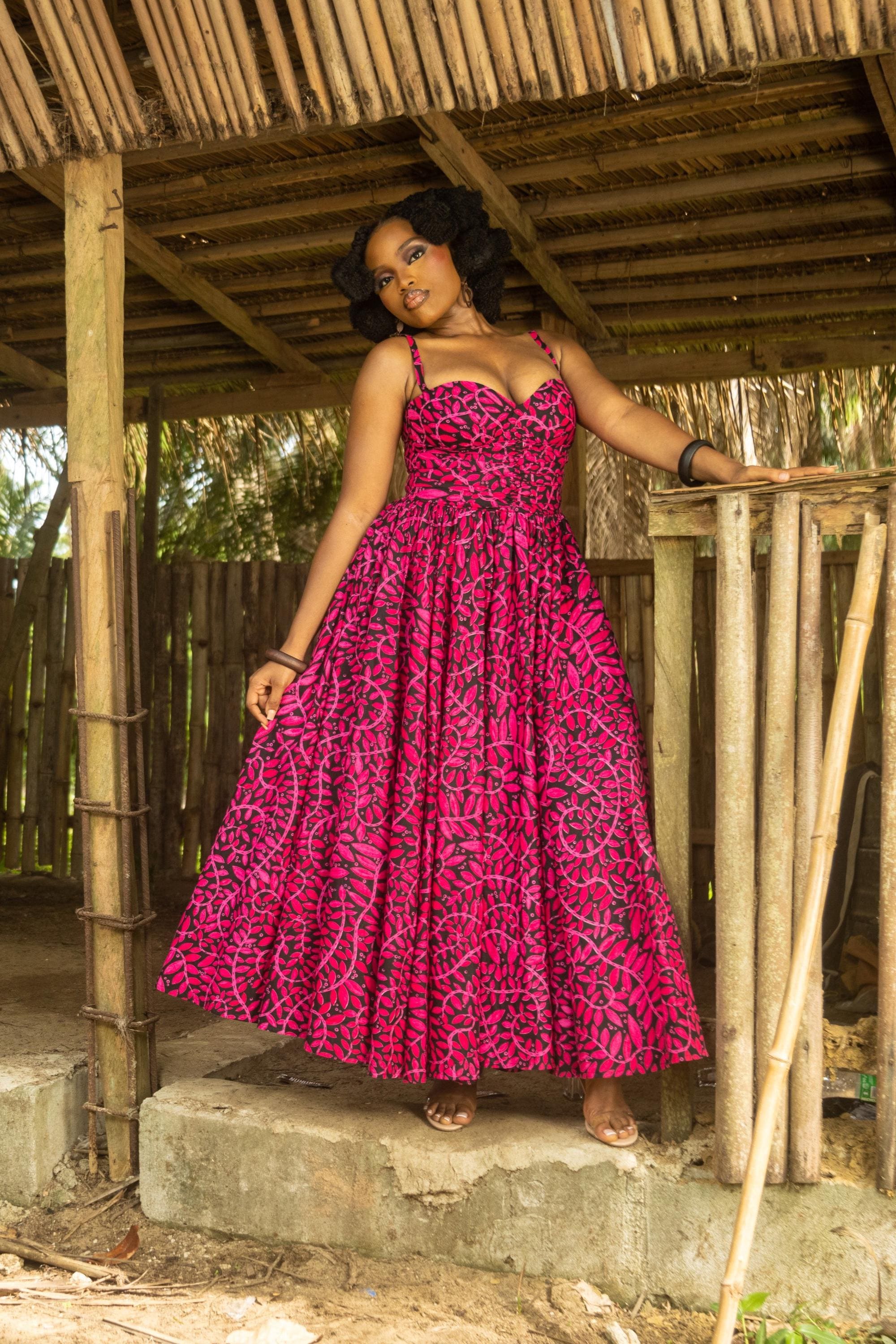 EWA Ankara Corset Midi Dress — women's African print clothing by Naborhi