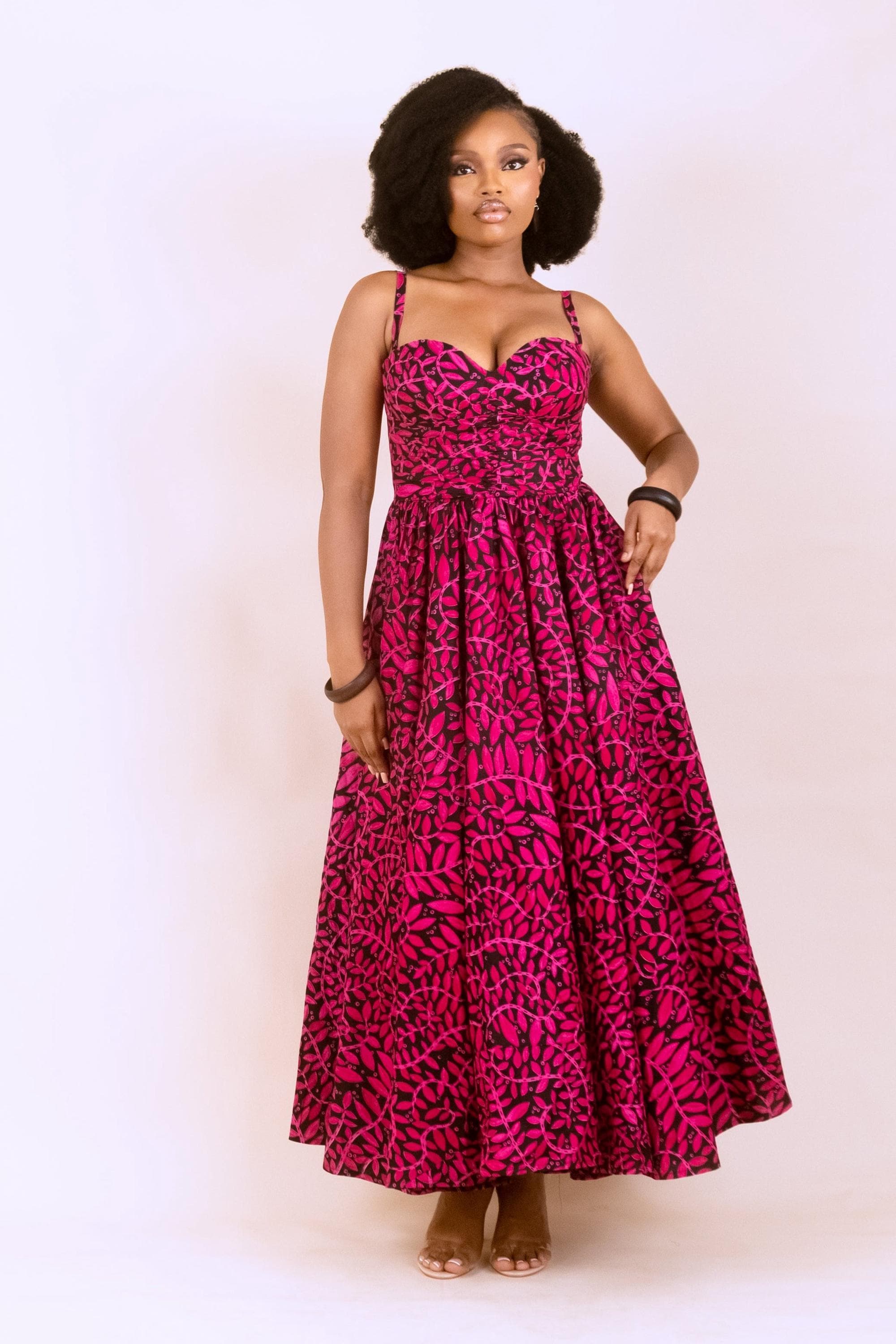 Ankara EWA Draped Bodice Corset Dress