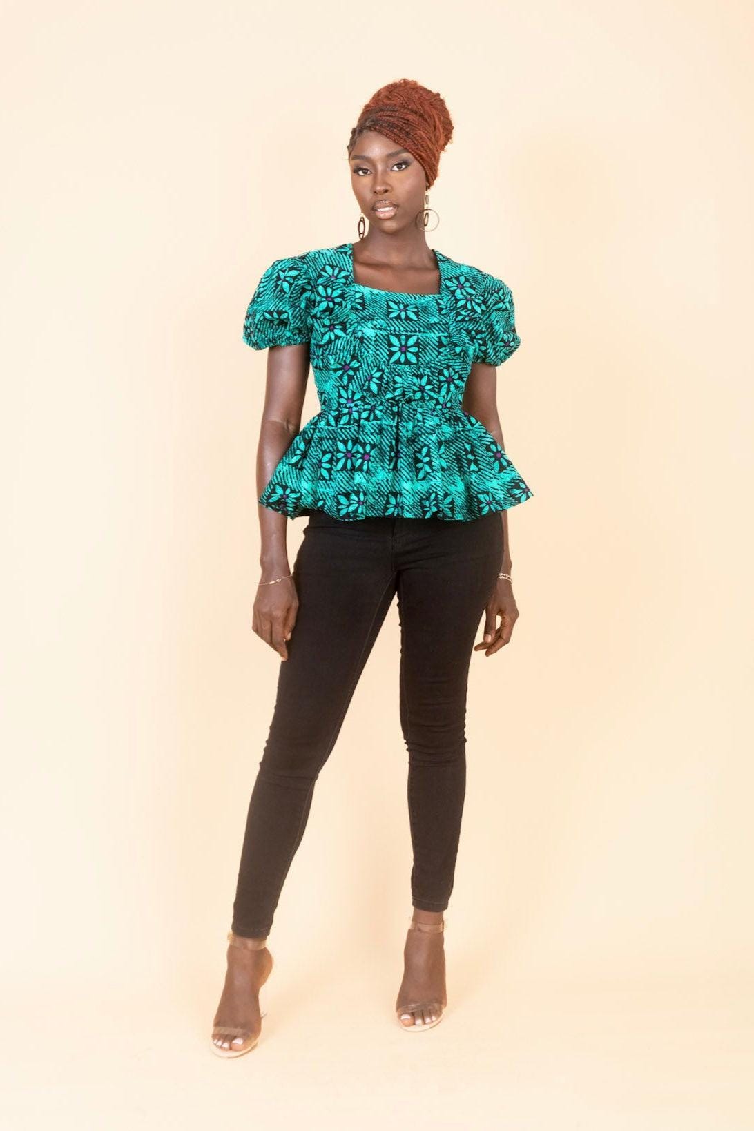 TAJI Ankara Peplum Top — Naborhi African print collection
