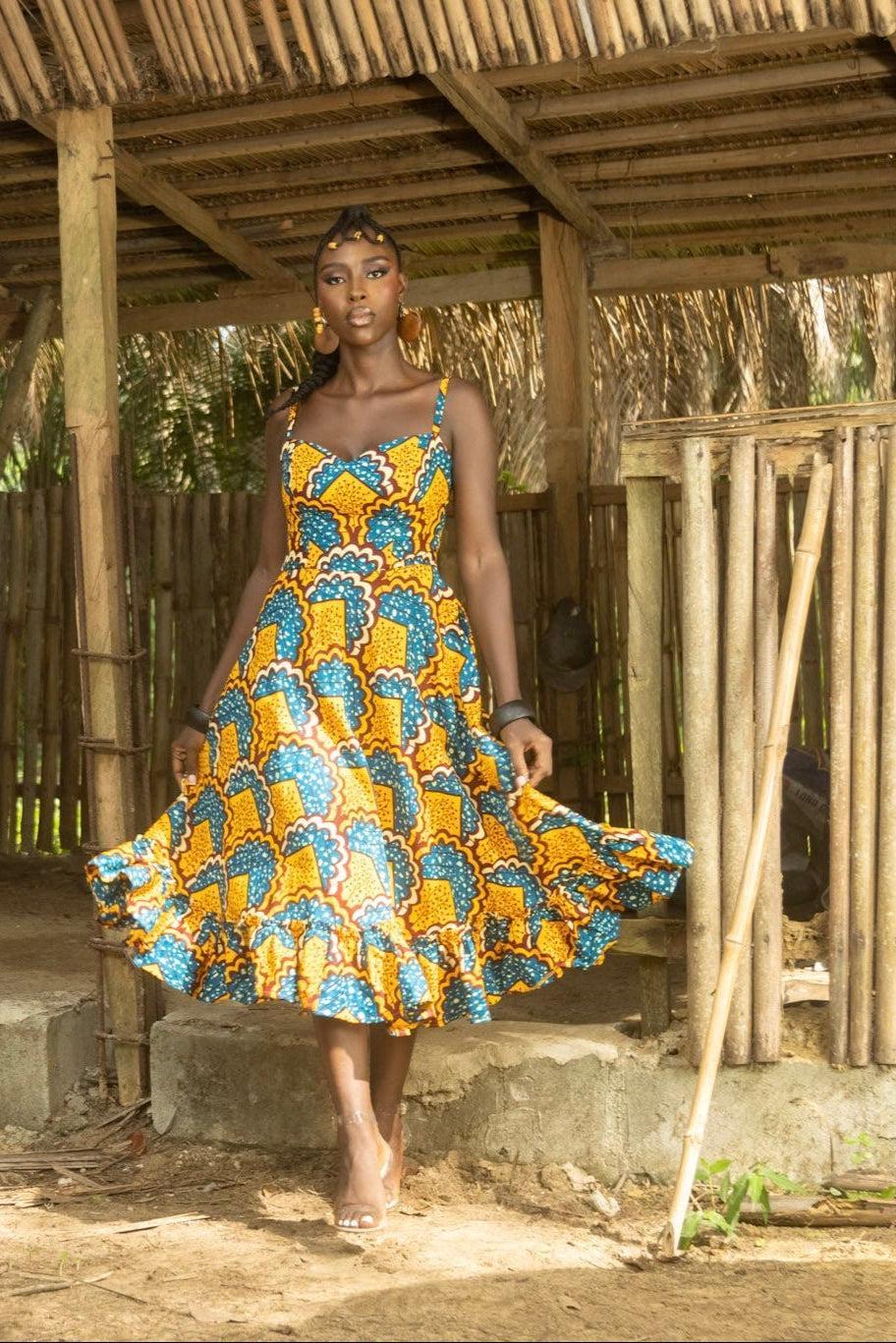 EREBI Ankara Midi Dress — Naborhi African print collection