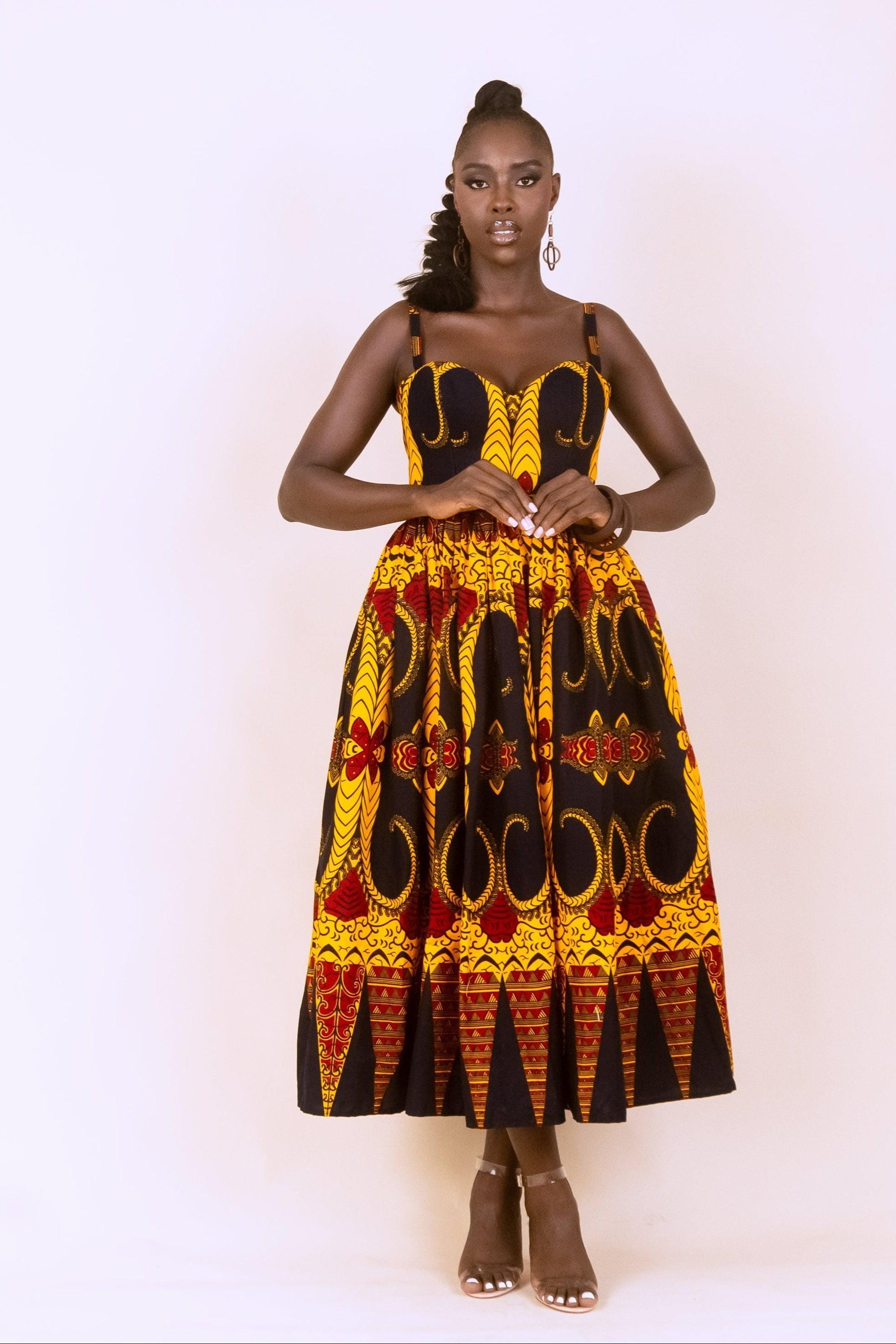 KENNA Ankara Midaxi Dress — women's African print clothing by Naborhi