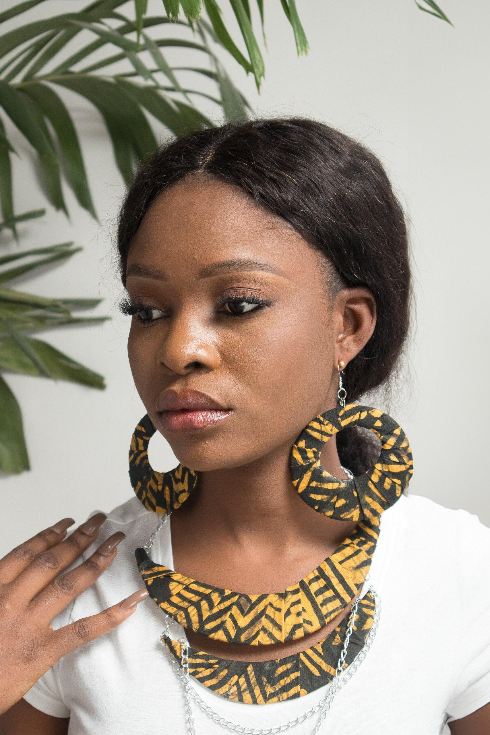USOA Handprinted Batik Hoop Earrings — African batik earring by Naborhi