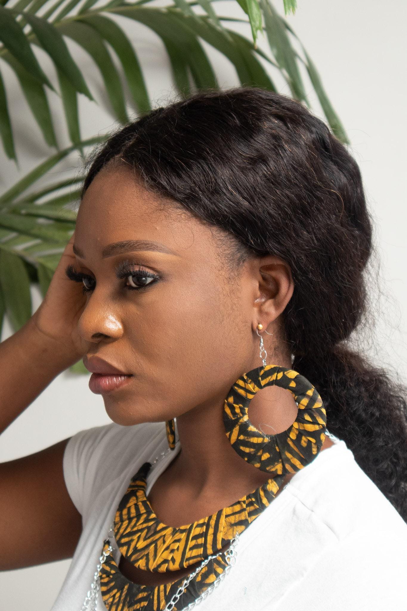 USOA Handprinted Batik Hoop Earrings — African batik fashion by Naborhi