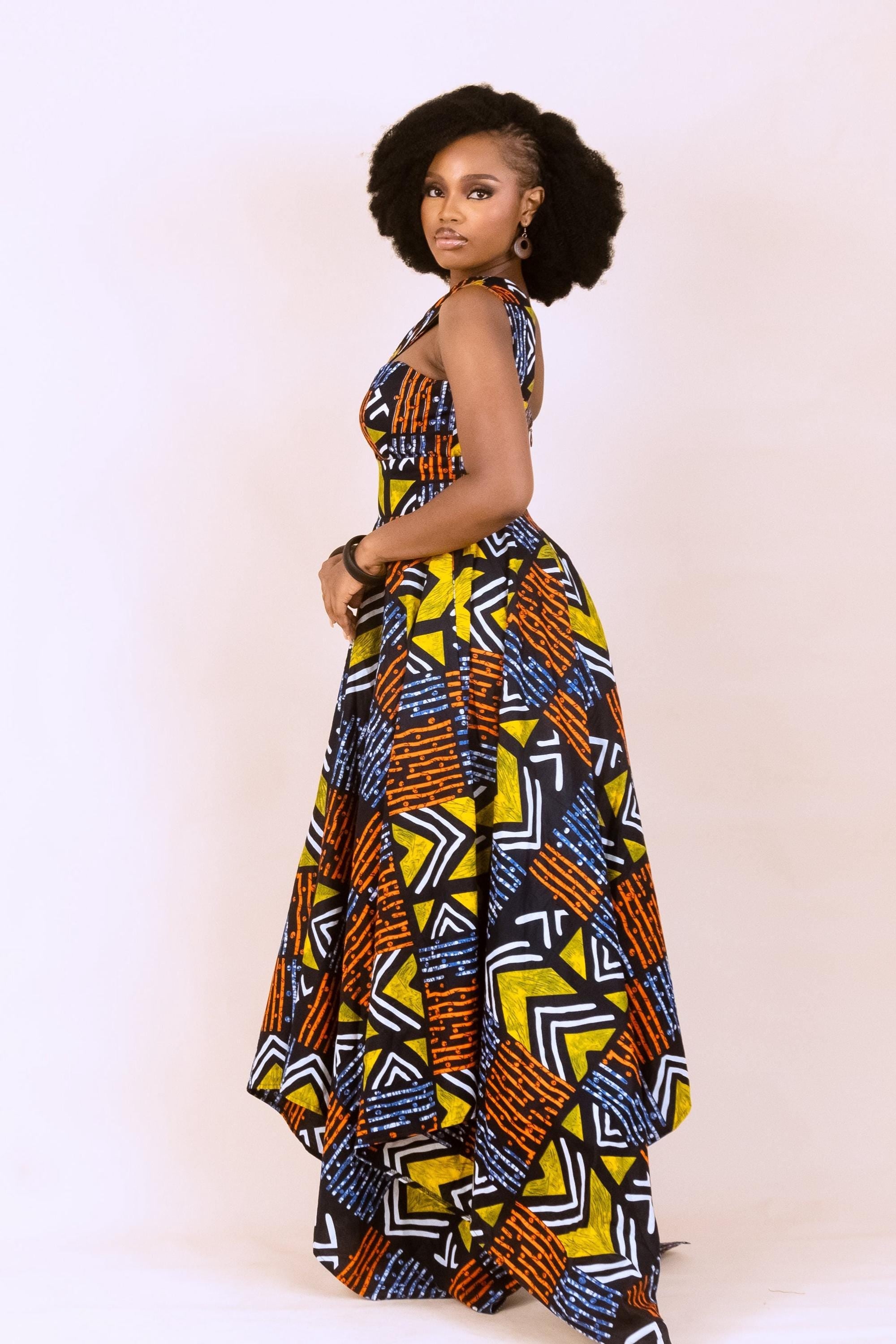 handkerchief maxi dress Ankara AKINA Handkerchief Maxi Dress