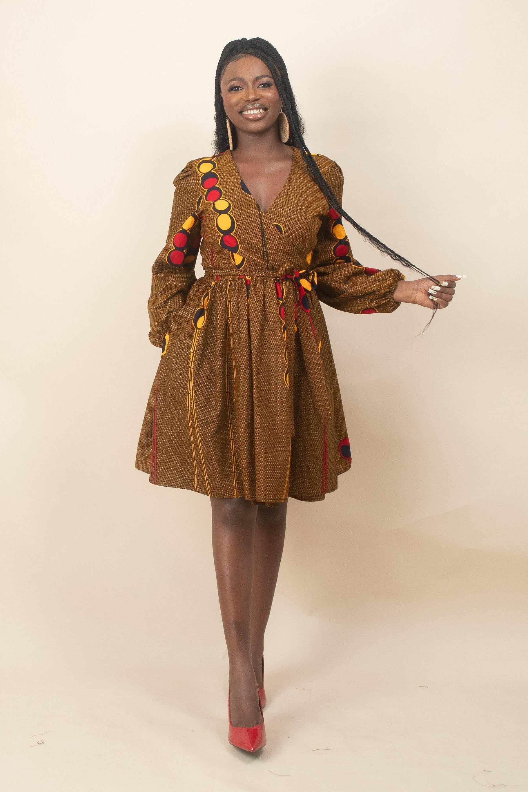 Sample: ABIYE Ankara Long Sleeve Wrap Dress Dress - Women (Size UK 10) — African print dress by Naborhi